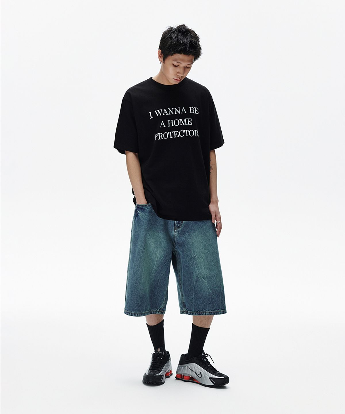 마하그리드(MAHAGRID) MUD WASHING DENIM SHORT BLUE(MG2FMMD170A)