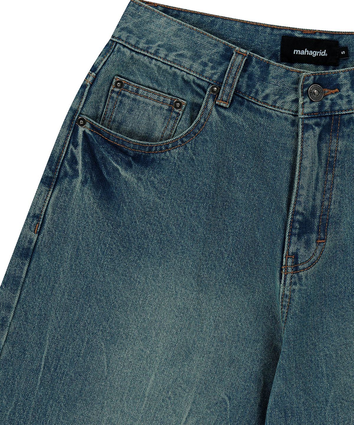 마하그리드(MAHAGRID) MUD WASHING DENIM SHORT BLUE(MG2FMMD170A)