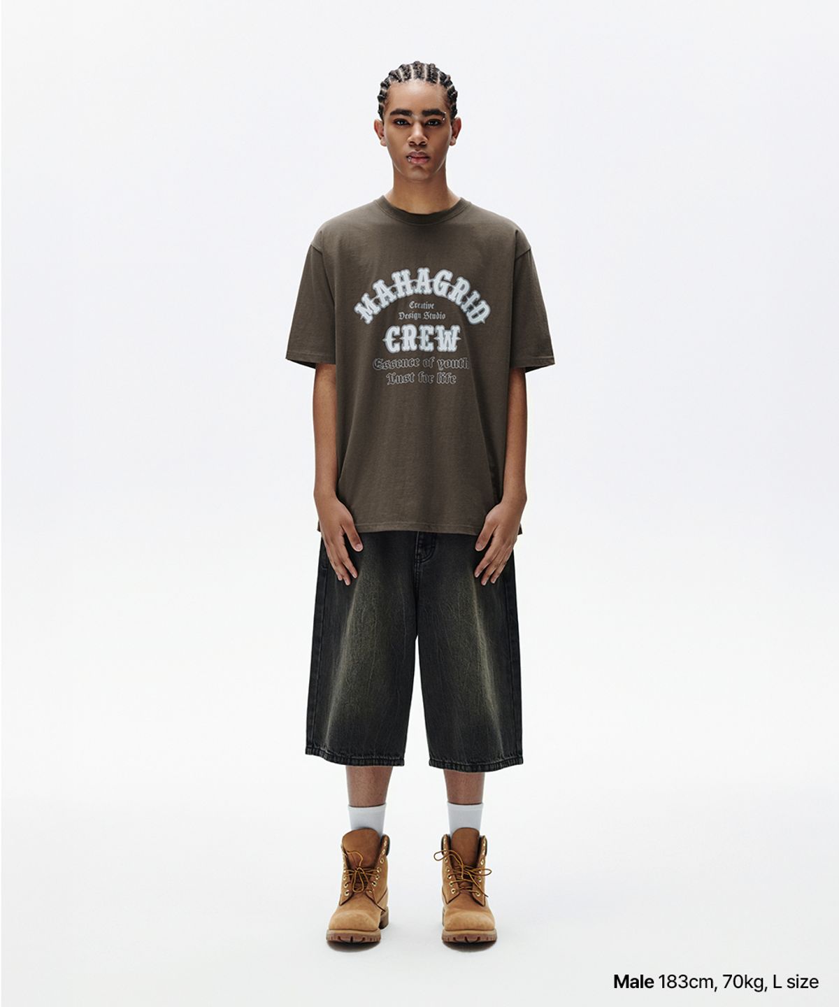 마하그리드(MAHAGRID) MUD WASHING DENIM SHORT BLACK(MG2FMMD170A)