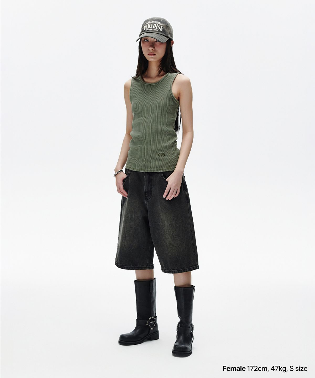 마하그리드(MAHAGRID) MUD WASHING DENIM SHORT BLACK(MG2FMMD170A)