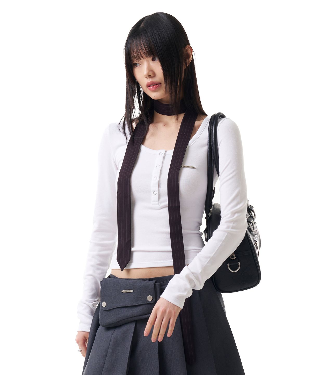 이우가마카라스(IUGAMAKARAS) Pin Striped Tie (Wine)