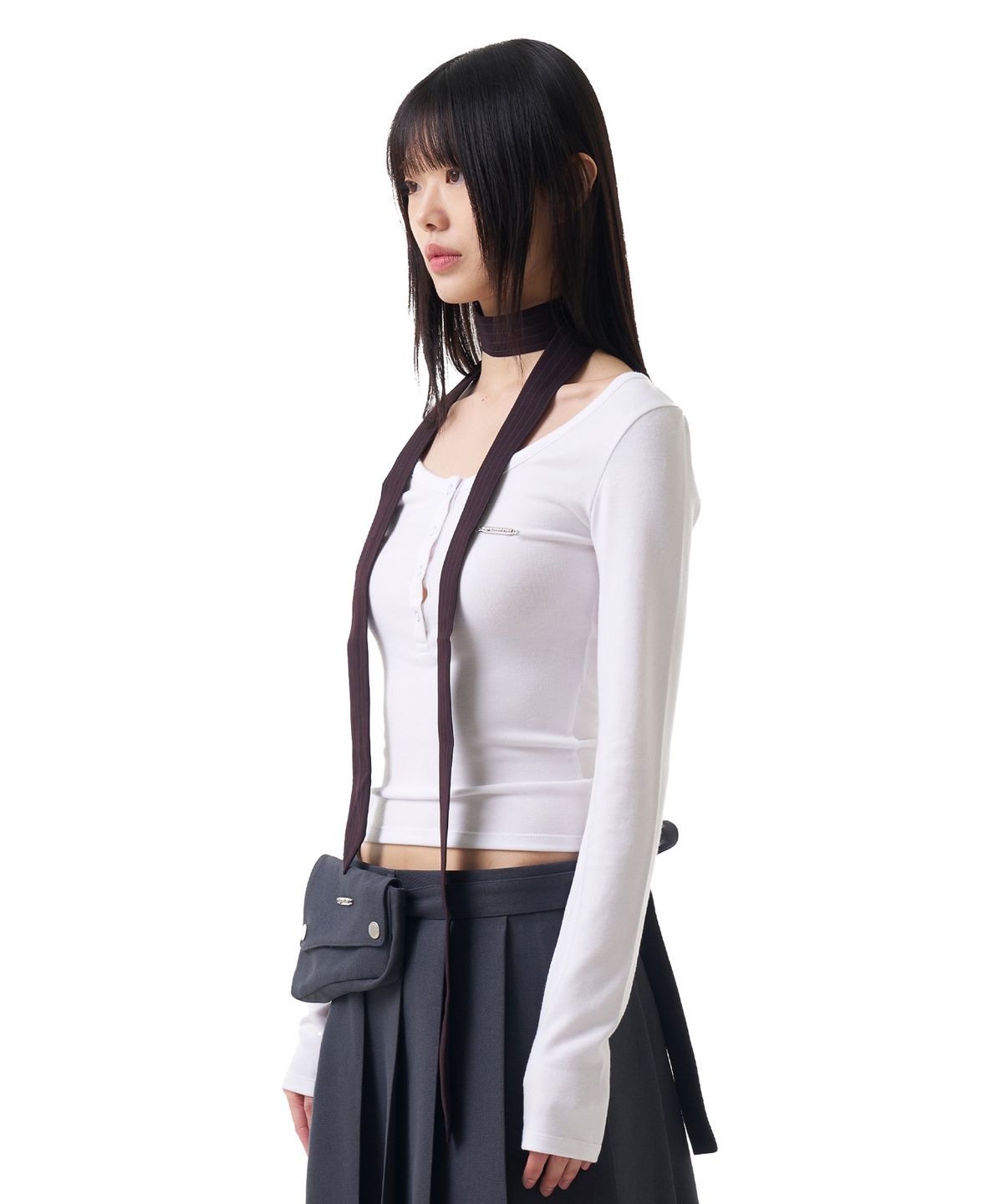 이우가마카라스(IUGAMAKARAS) Pin Striped Tie (Wine)
