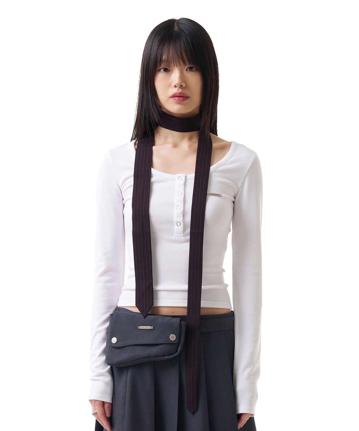 이우가마카라스(IUGAMAKARAS) Pin Striped Tie (Wine)
