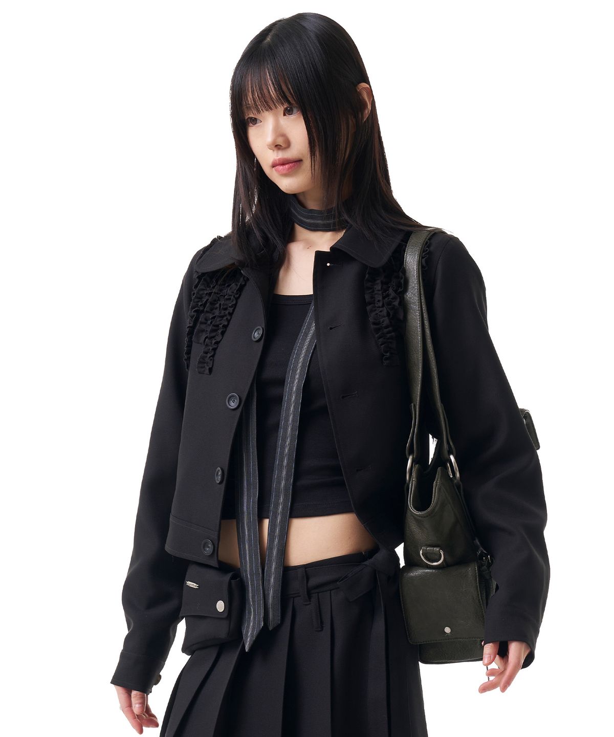 이우가마카라스(IUGAMAKARAS) Mixed Striped Tie (Dark Gray)