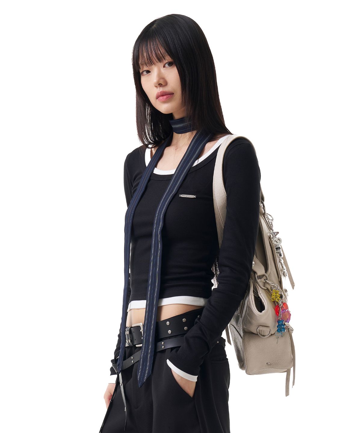 이우가마카라스(IUGAMAKARAS) Mixed Striped Tie (Navy)