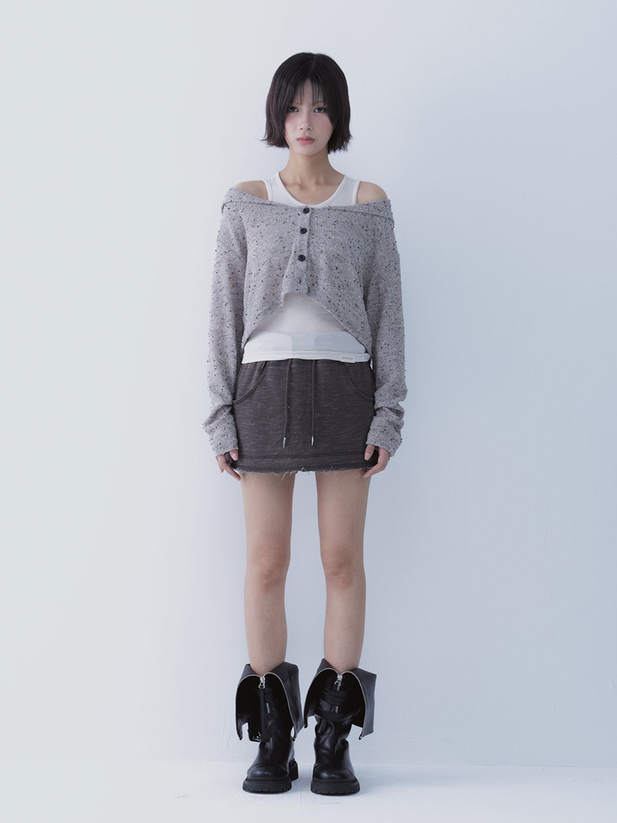 쎄쎄쎄(SETSETSET) SAILOR DUST KNIT CARDIGAN GREY