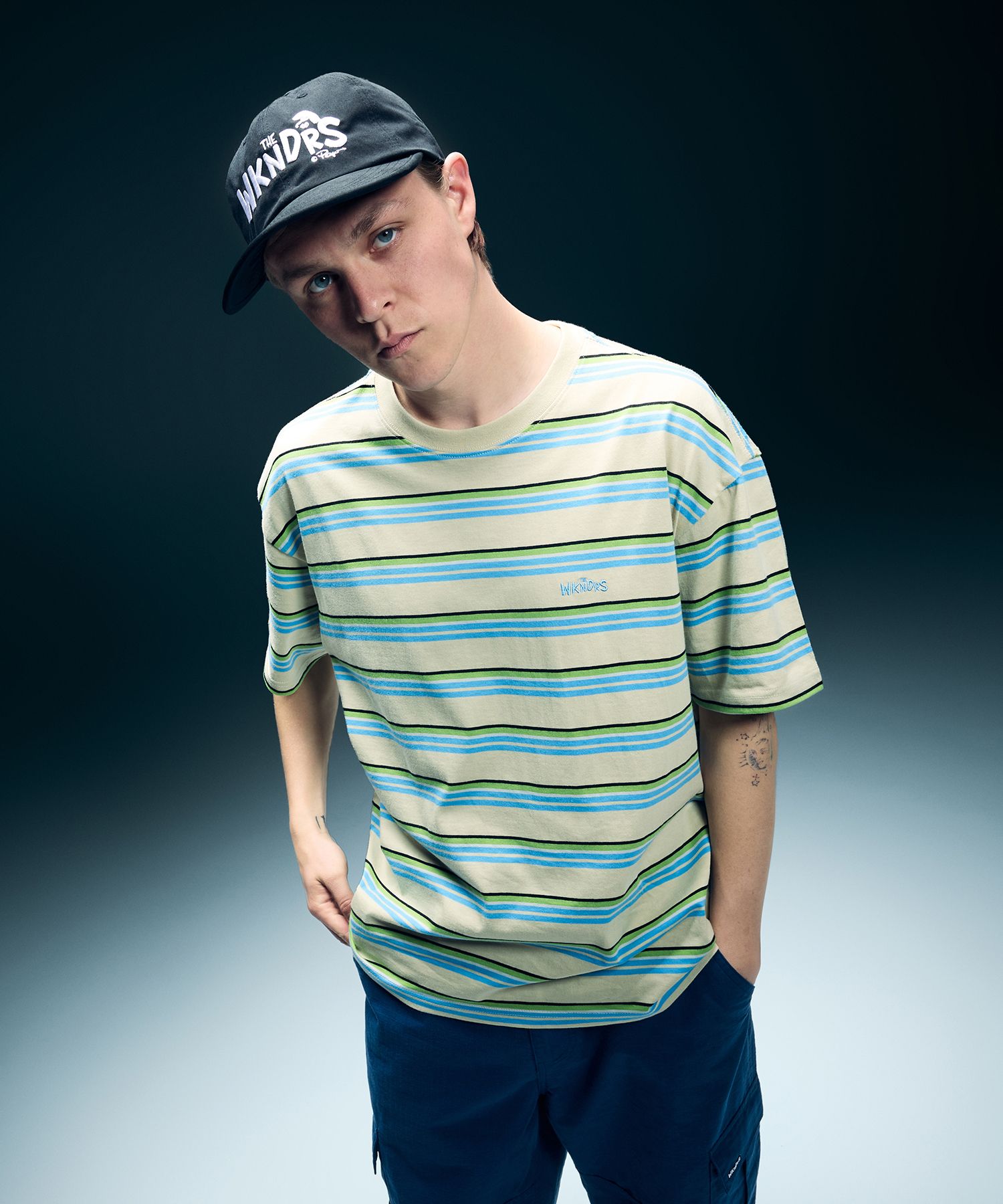 Tシャツ・カットソー WKNDRS MULTI COLOR STRIPED T-SHIRT SA964 MUSINSA | WKNDRS MULTI COLOR STRIPED T-SHIRT (GREEN)