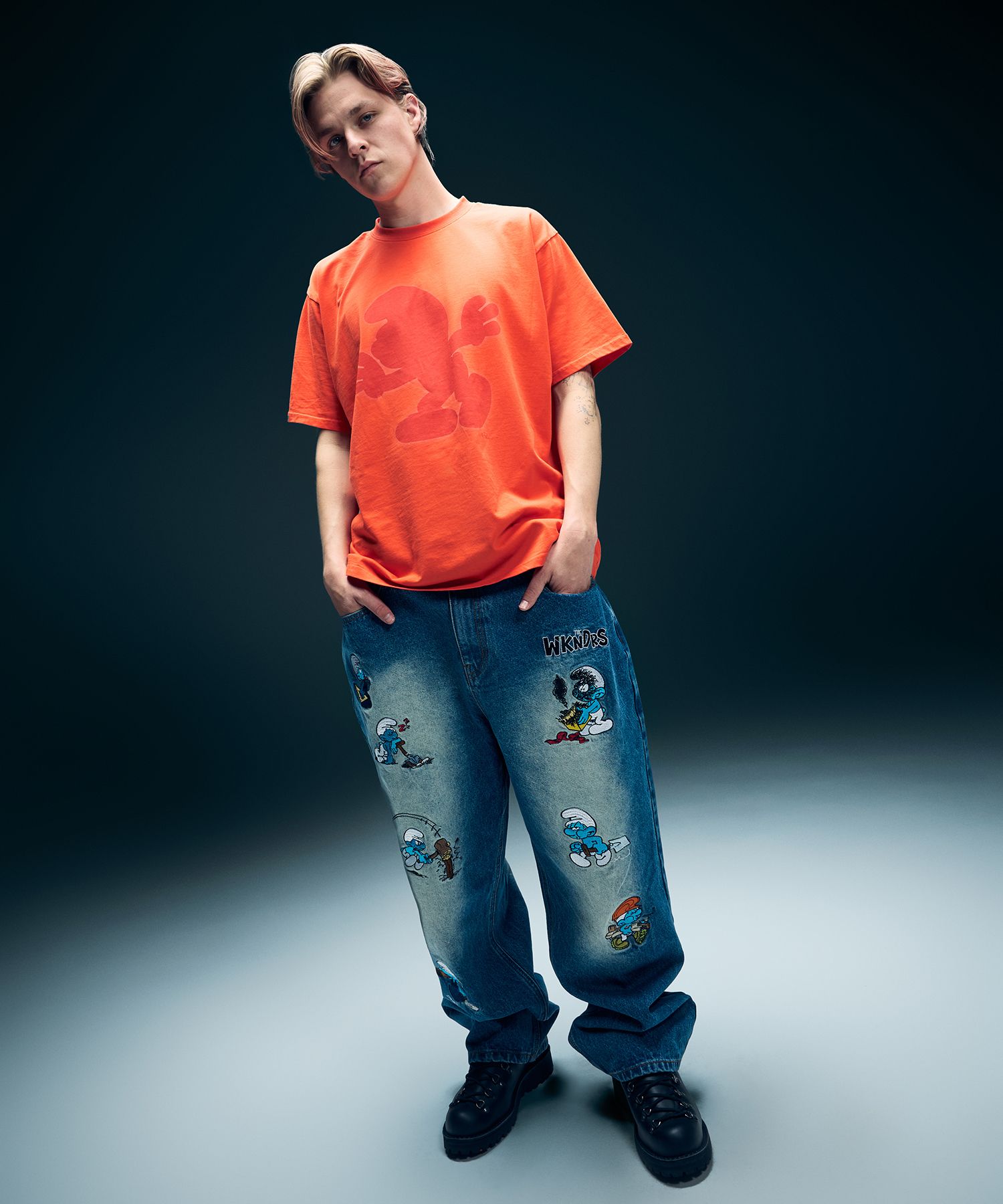 MUSINSA | WKNDRS SHADOW T-SHIRT (ORANGE)