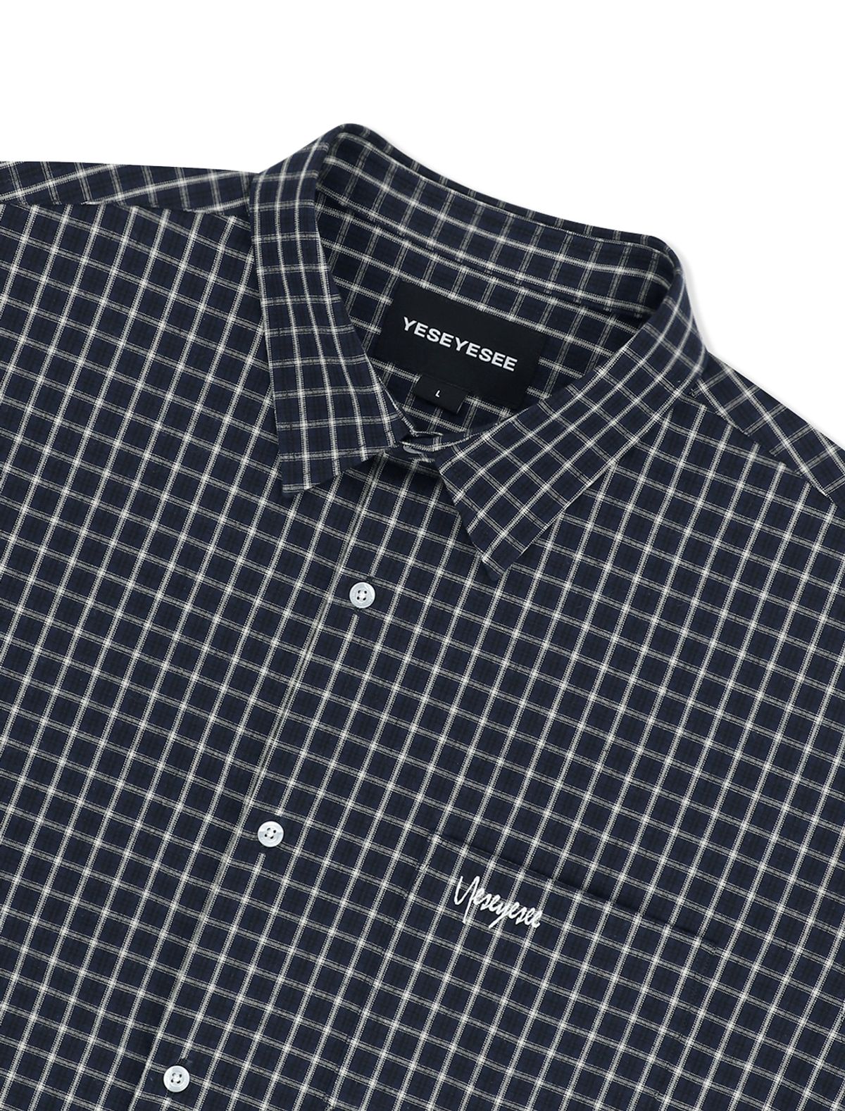 예스아이씨(YESEYESEE) Y.E.S Short Sleeve Check Shirt Navy
