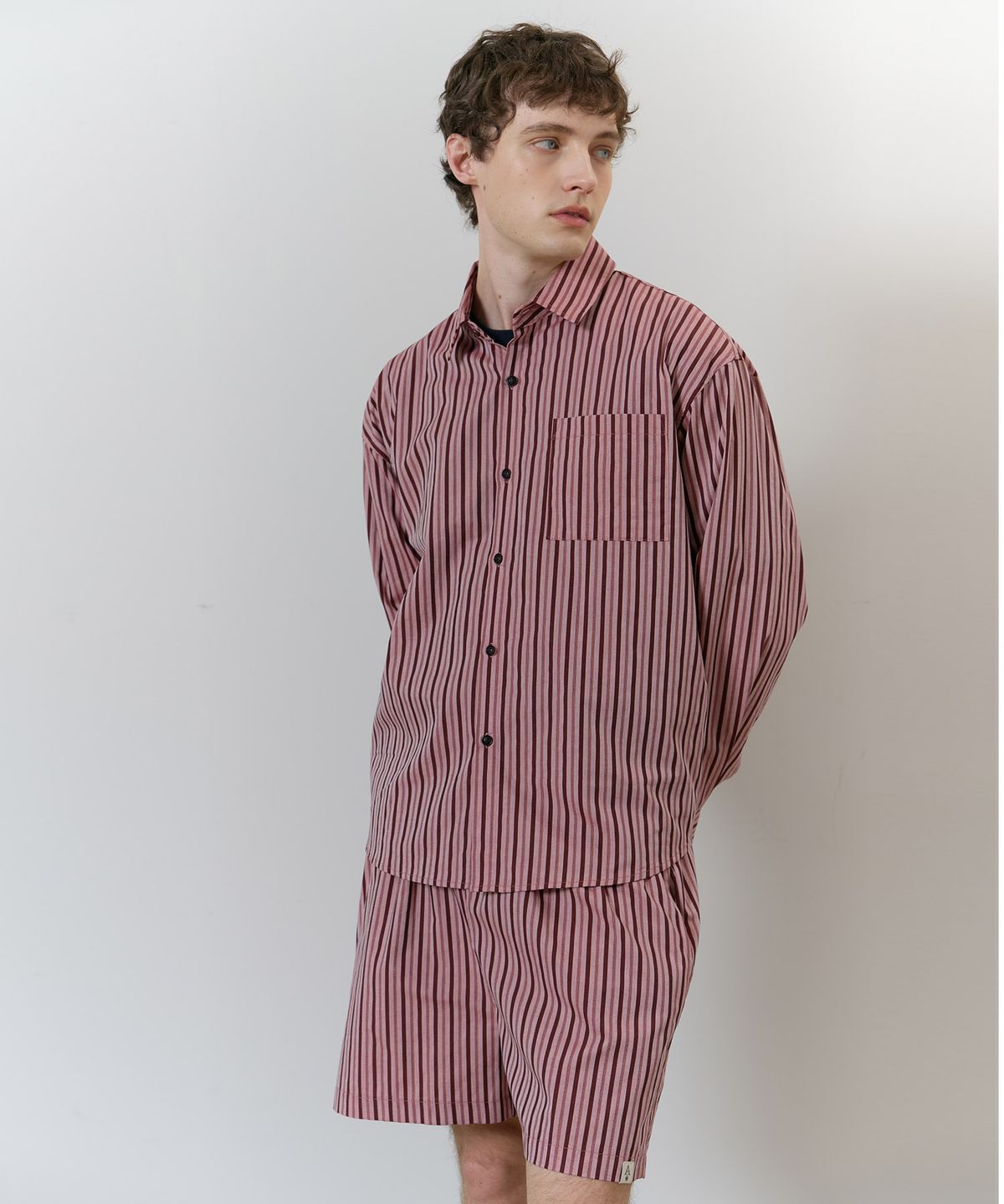 아템포(ATEMPO) STRIPE PAJAMA SET_cherry pink (man)
