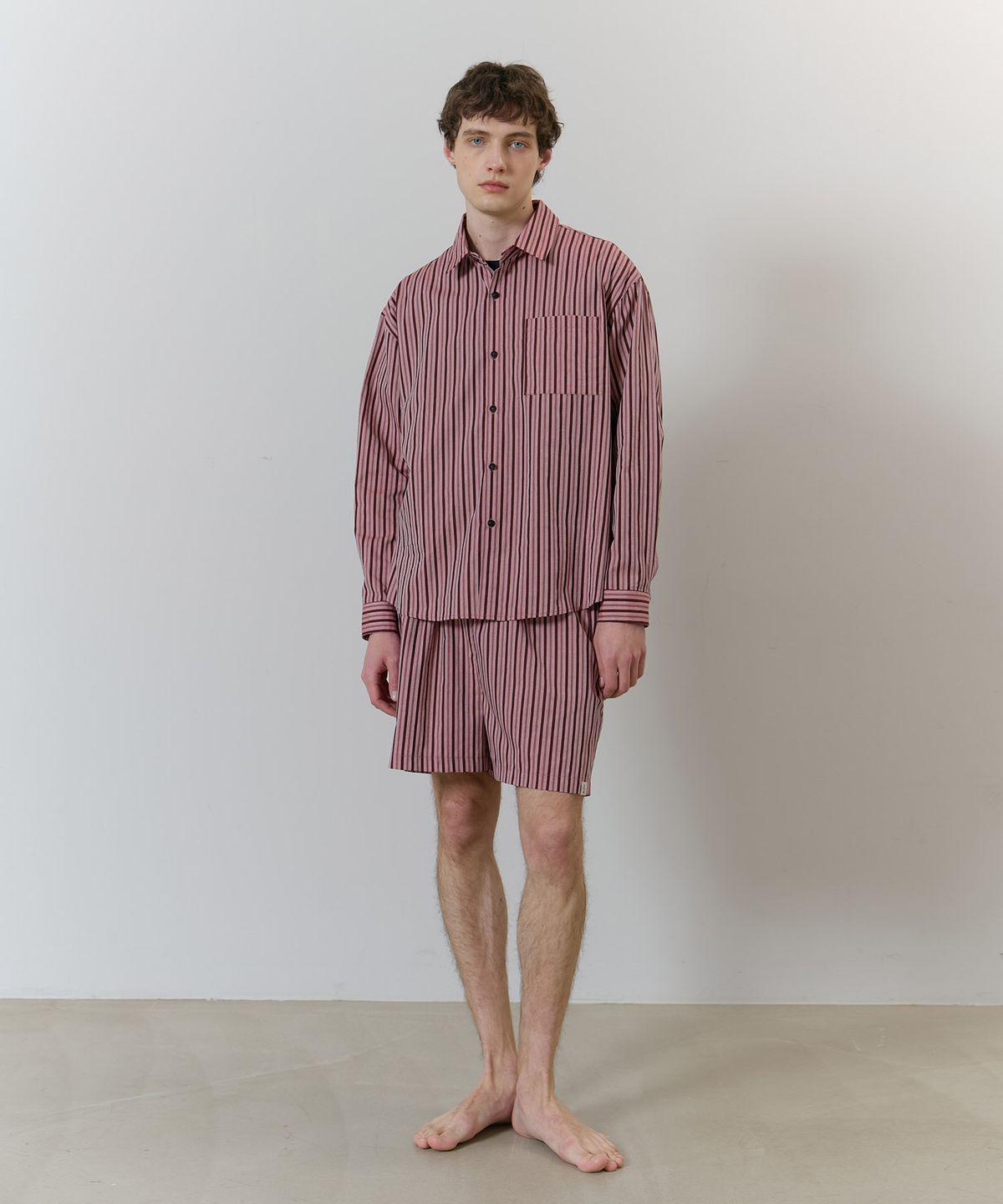 아템포(ATEMPO) STRIPE PAJAMA SET_cherry pink (man)
