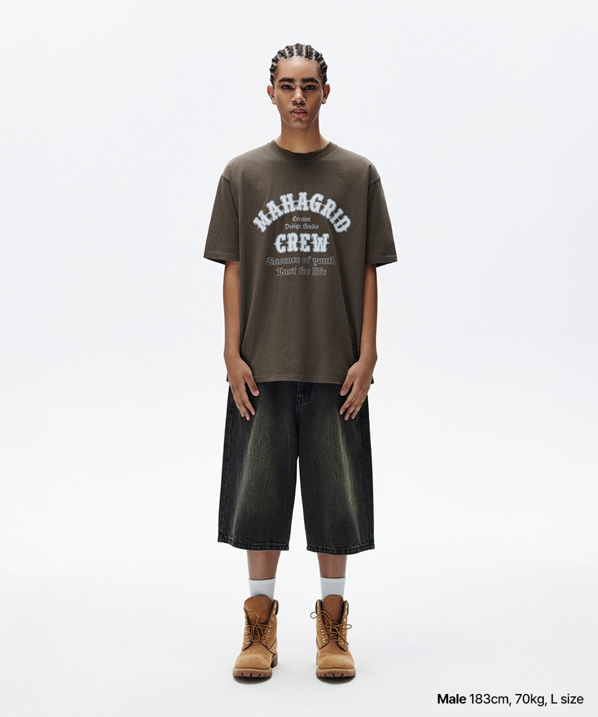 마하그리드(MAHAGRID) MAHAGRID CREW TEE BROWN(MG2FMMT511A)