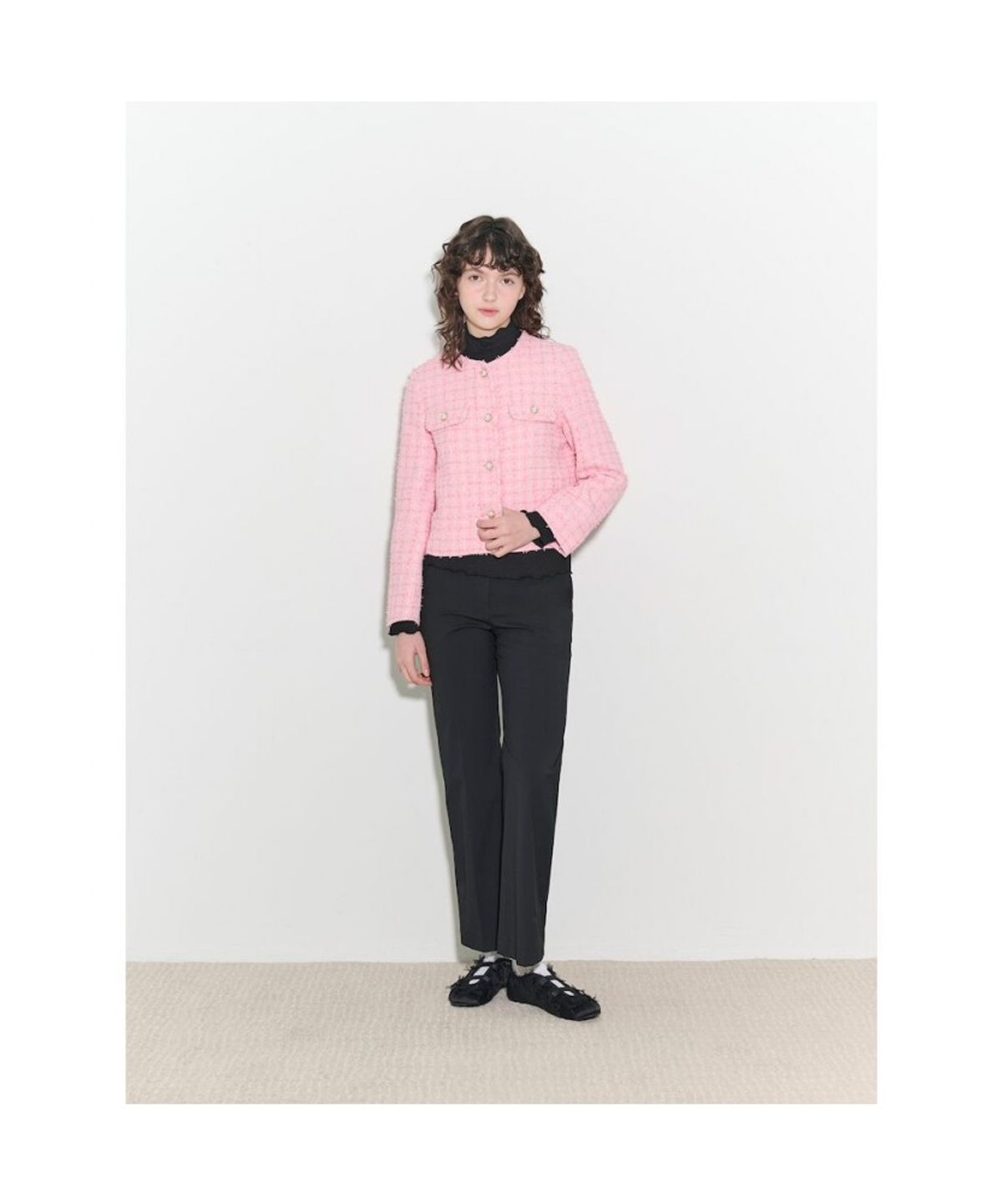 빈폴 레이디스(BEANPOLE LADIES) [B. my] 트위드 라운드넥 재킷  핑크 (BF5211N01X)