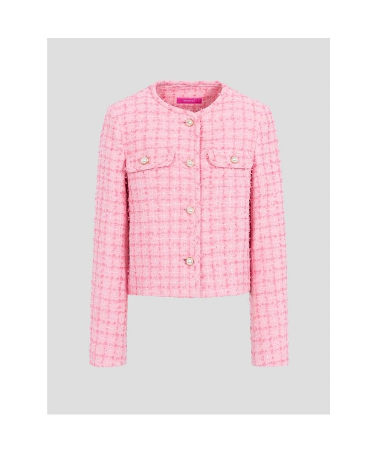 빈폴 레이디스(BEANPOLE LADIES) [B. my] 트위드 라운드넥 재킷  핑크 (BF5211N01X)