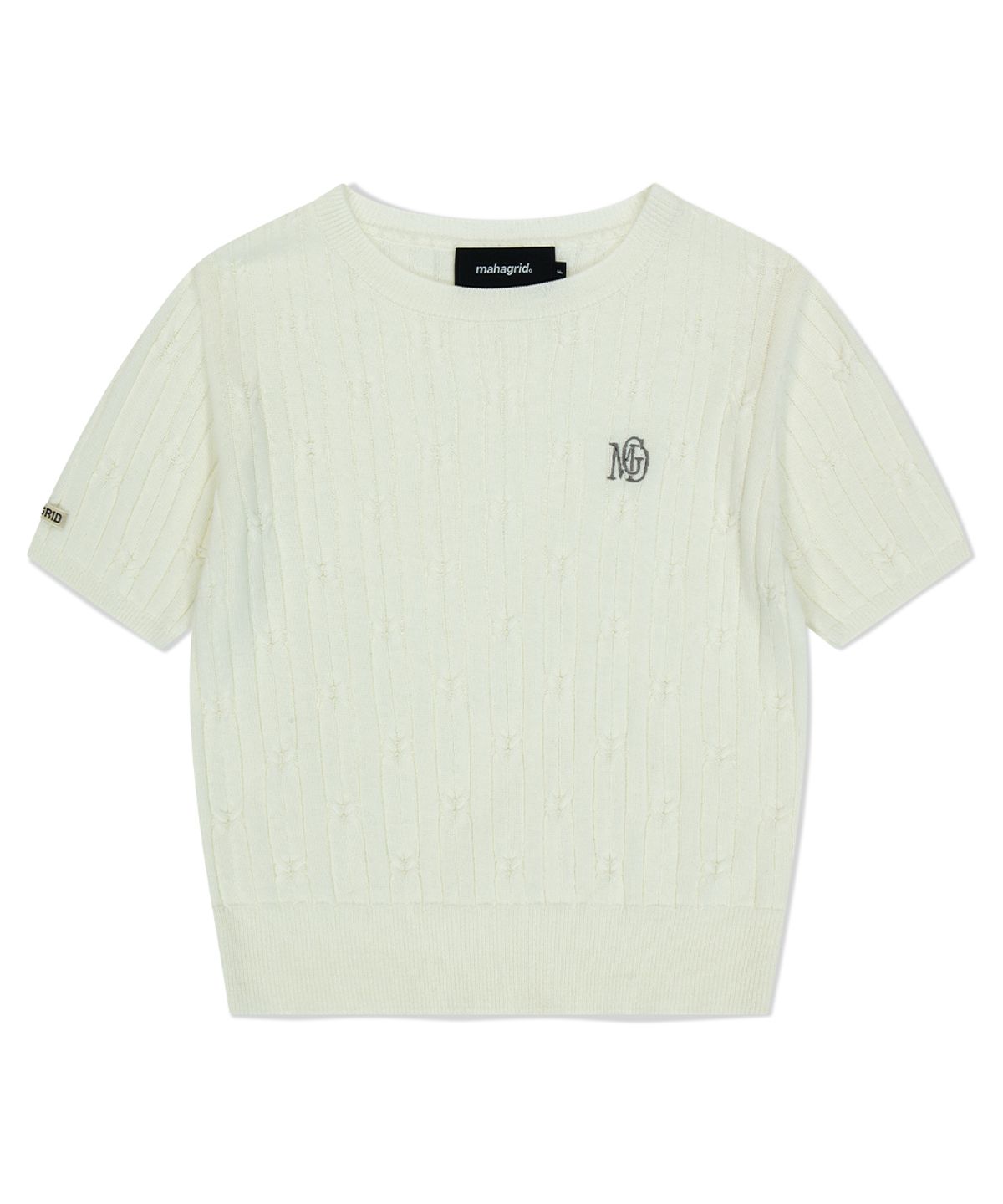 마하그리드(MAHAGRID) CABLE HALF SLEEVE KNIT IVORY(MG2FMFK612A)