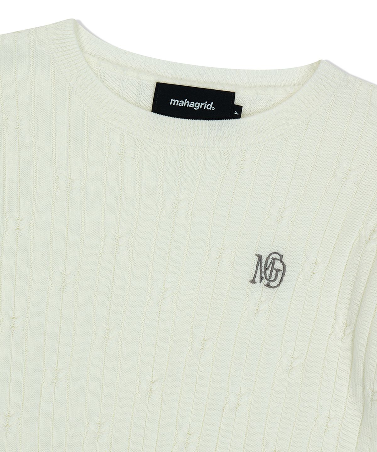 마하그리드(MAHAGRID) CABLE HALF SLEEVE KNIT IVORY(MG2FMFK612A)