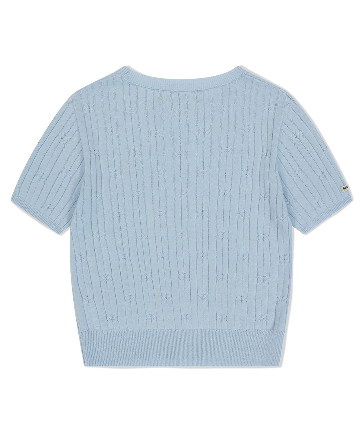 마하그리드(MAHAGRID) CABLE HALF SLEEVE KNIT LIGHT BLUE(MG2FMFK612A)