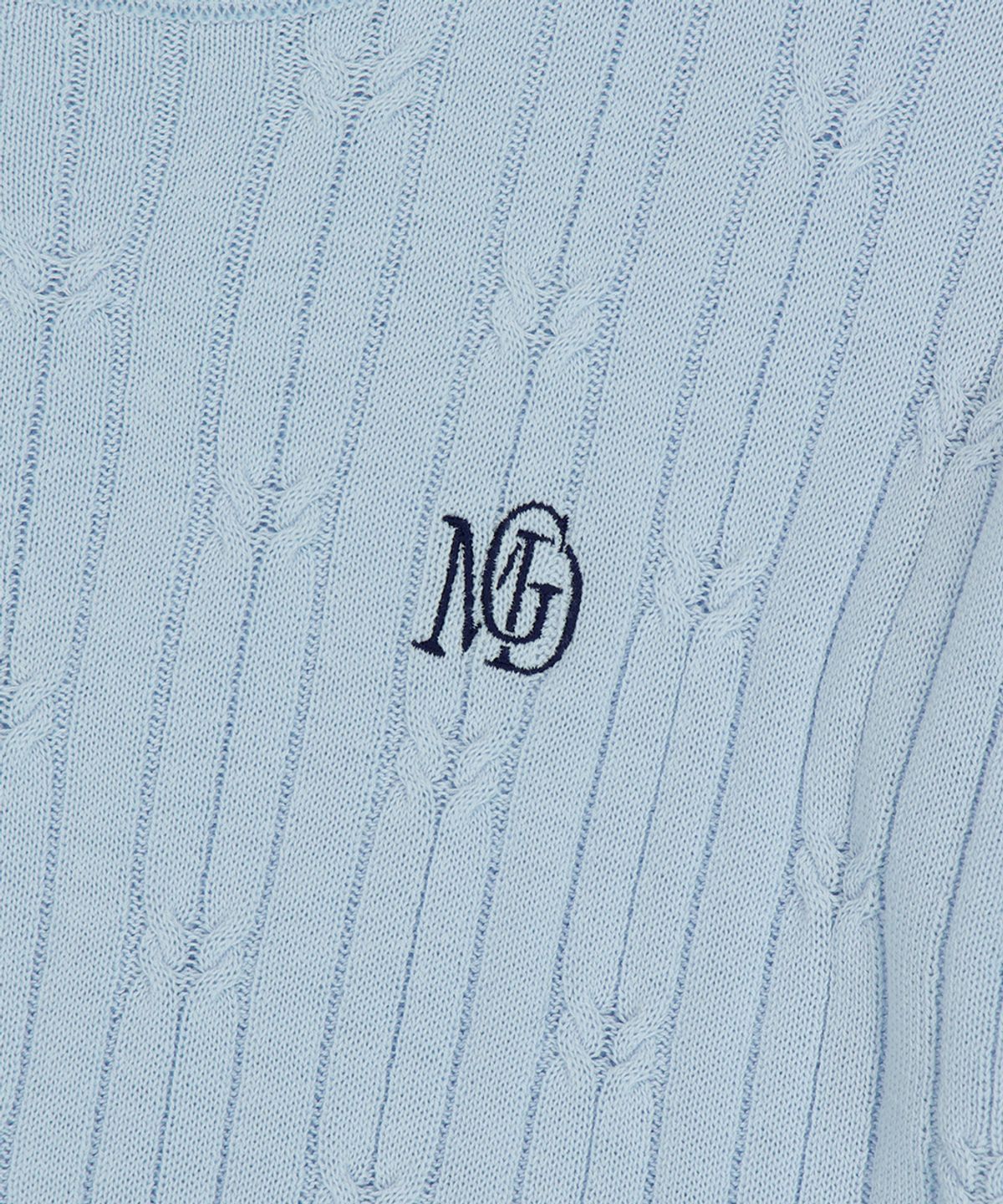 마하그리드(MAHAGRID) CABLE HALF SLEEVE KNIT LIGHT BLUE(MG2FMFK612A)