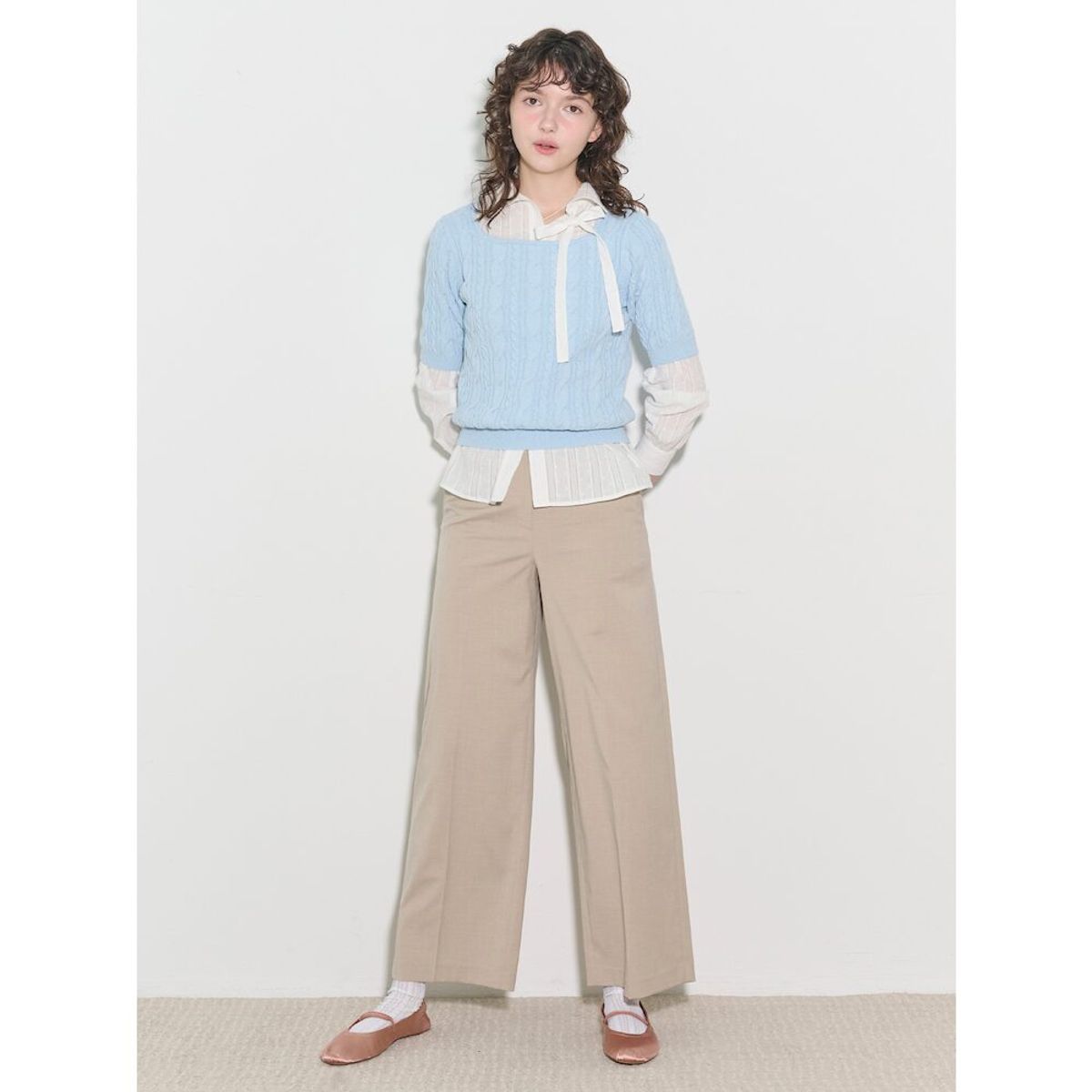 빈폴 레이디스(BEANPOLE LADIES) [B. my] 시그니처 세미 와이드 팬츠  베이지 (BF5221N11A)