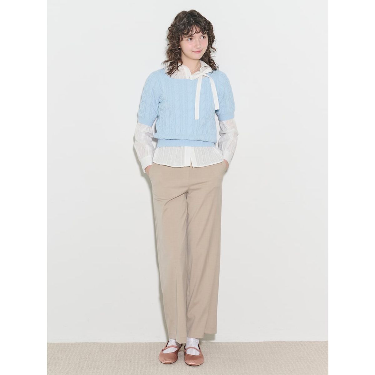 빈폴 레이디스(BEANPOLE LADIES) [B. my] 시그니처 세미 와이드 팬츠  베이지 (BF5221N11A)