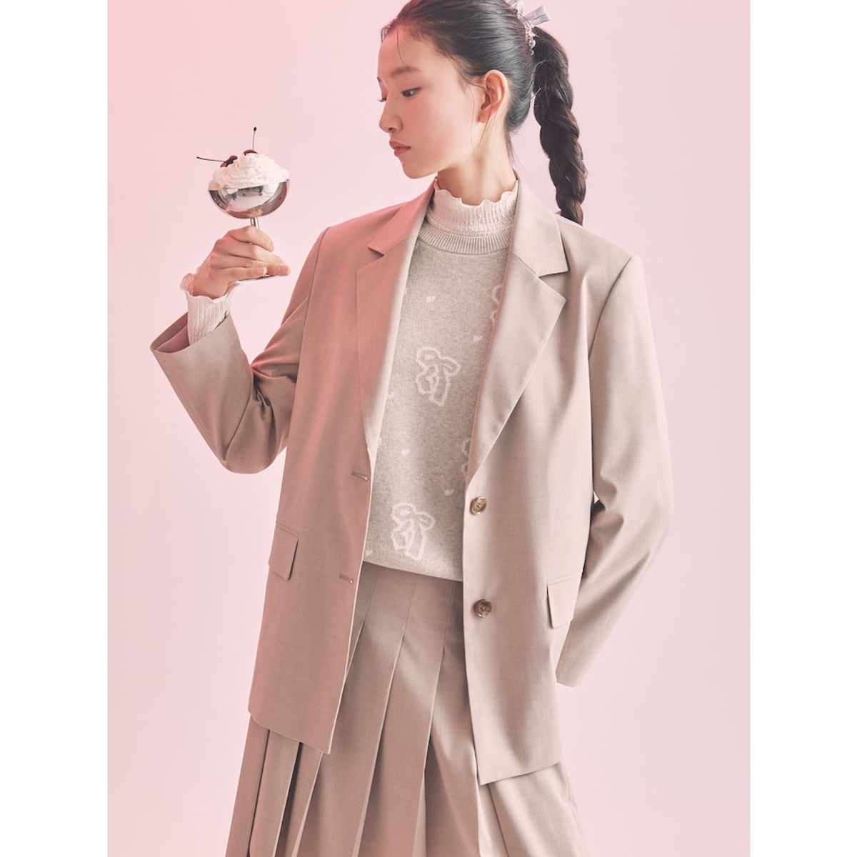빈폴 레이디스(BEANPOLE LADIES) [B. my] 클래식 플리츠 미니 스커트  베이지 (BF5227N01A)