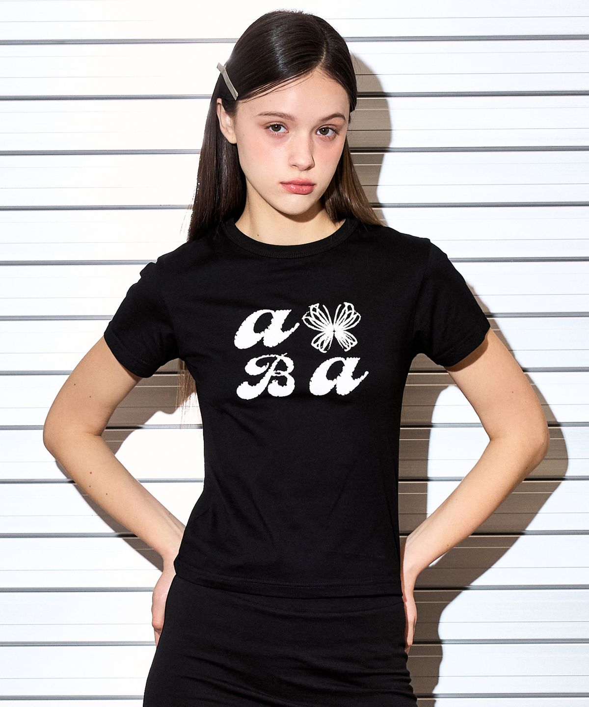 베테제(VETEZE) 오브에 ABA 스타리본 하프 티셔츠 (BLACK)