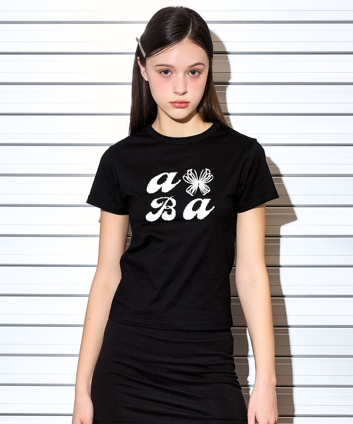 베테제(VETEZE) 오브에 ABA 스타리본 하프 티셔츠 (BLACK)