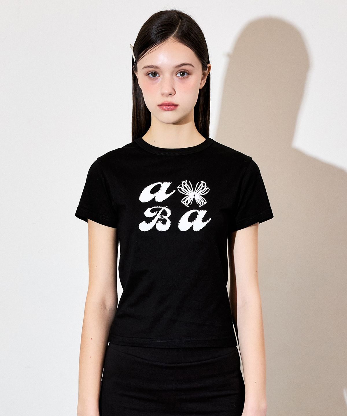 베테제(VETEZE) 오브에 ABA 스타리본 하프 티셔츠 (BLACK)