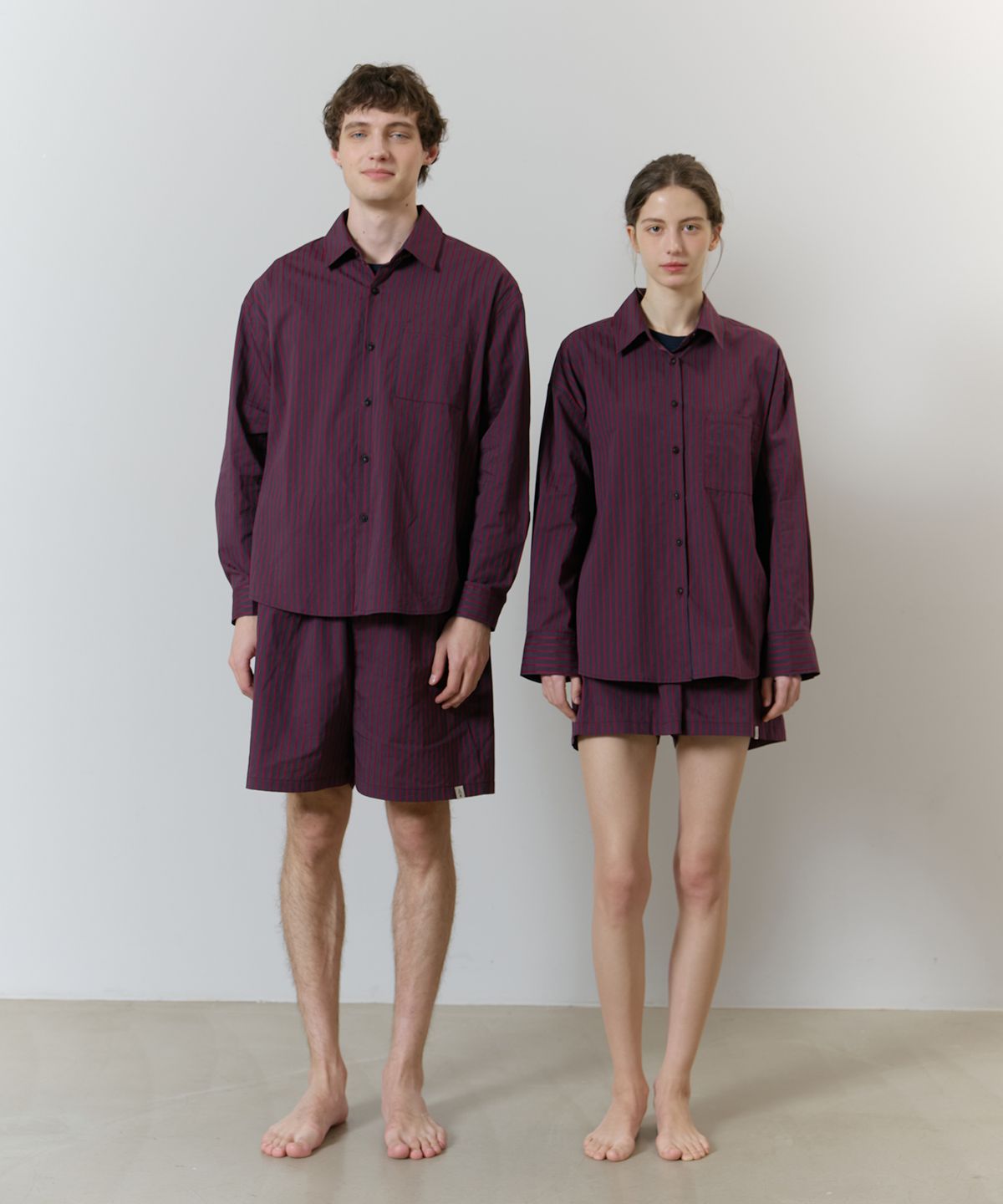 아템포(ATEMPO) STRIPE PAJAMA COUPLE SET_wine red