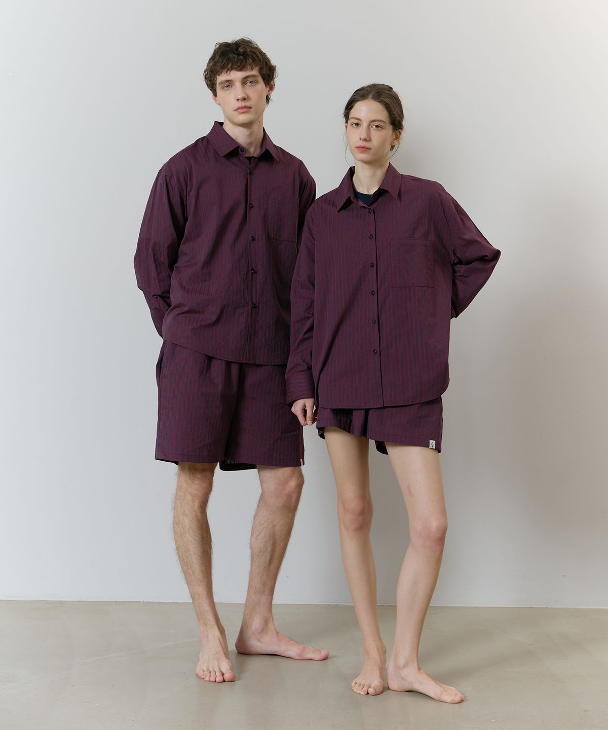 아템포(ATEMPO) STRIPE PAJAMA COUPLE SET_wine red