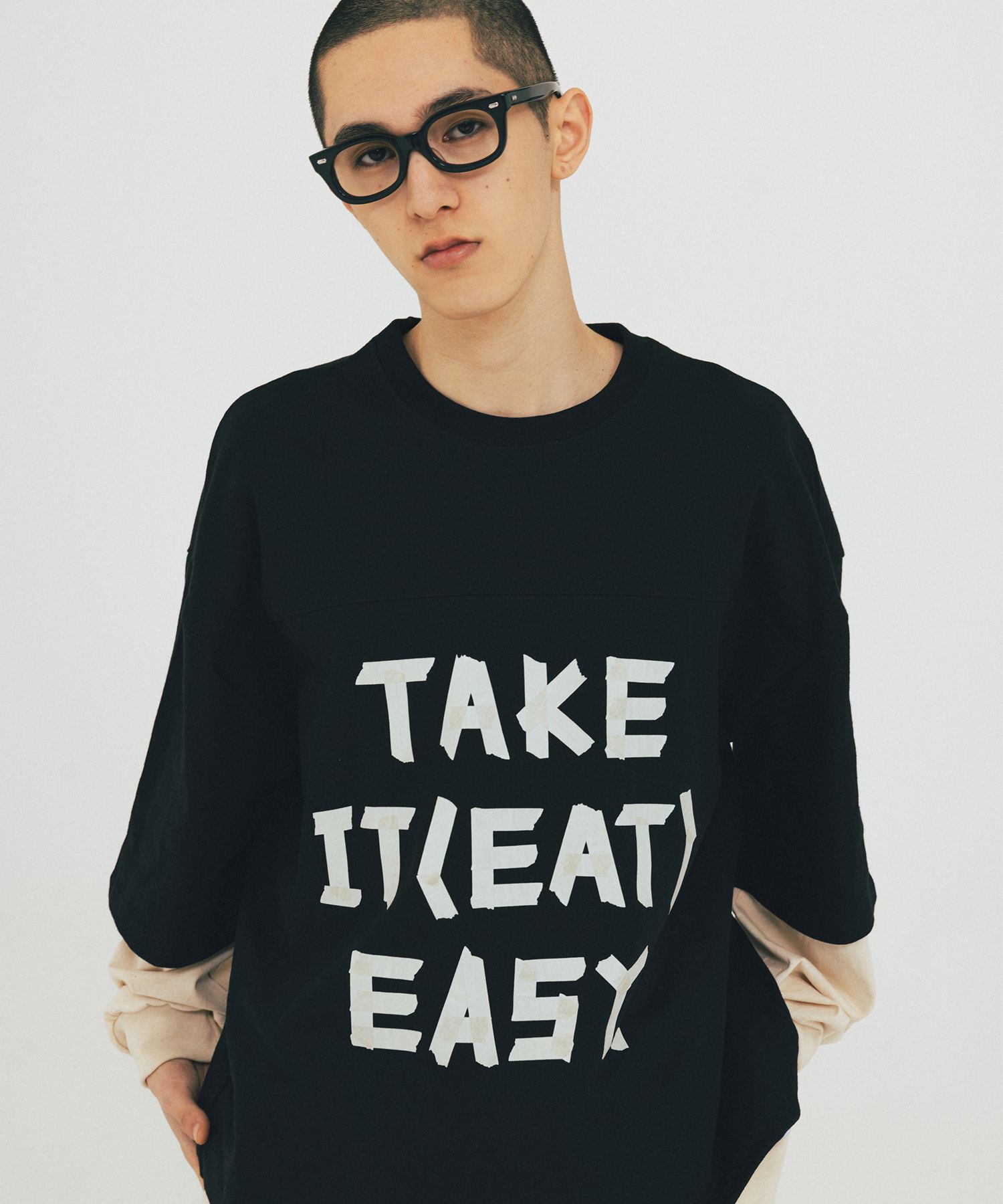 【ANGLAN】25SS★ [AG] Slogan Layered Long Sleeve MUSINSA | ANGLAN Slogan Layered Long Sleeve - Black