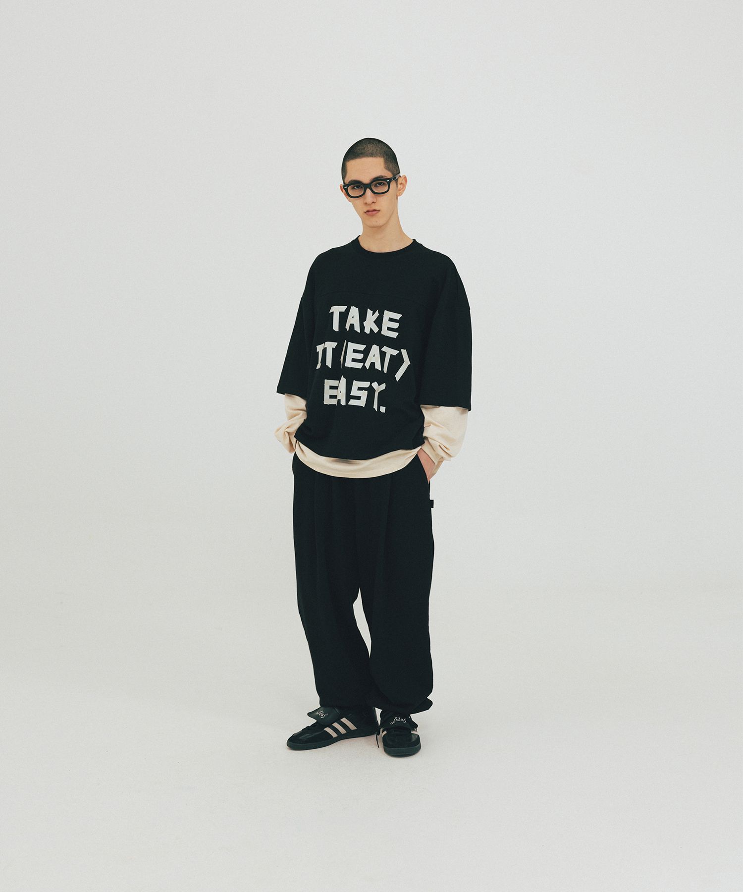 【ANGLAN】25SS★ [AG] Slogan Layered Long Sleeve AG] Slogan Layered Long Sleeve - Black - ANGLAN