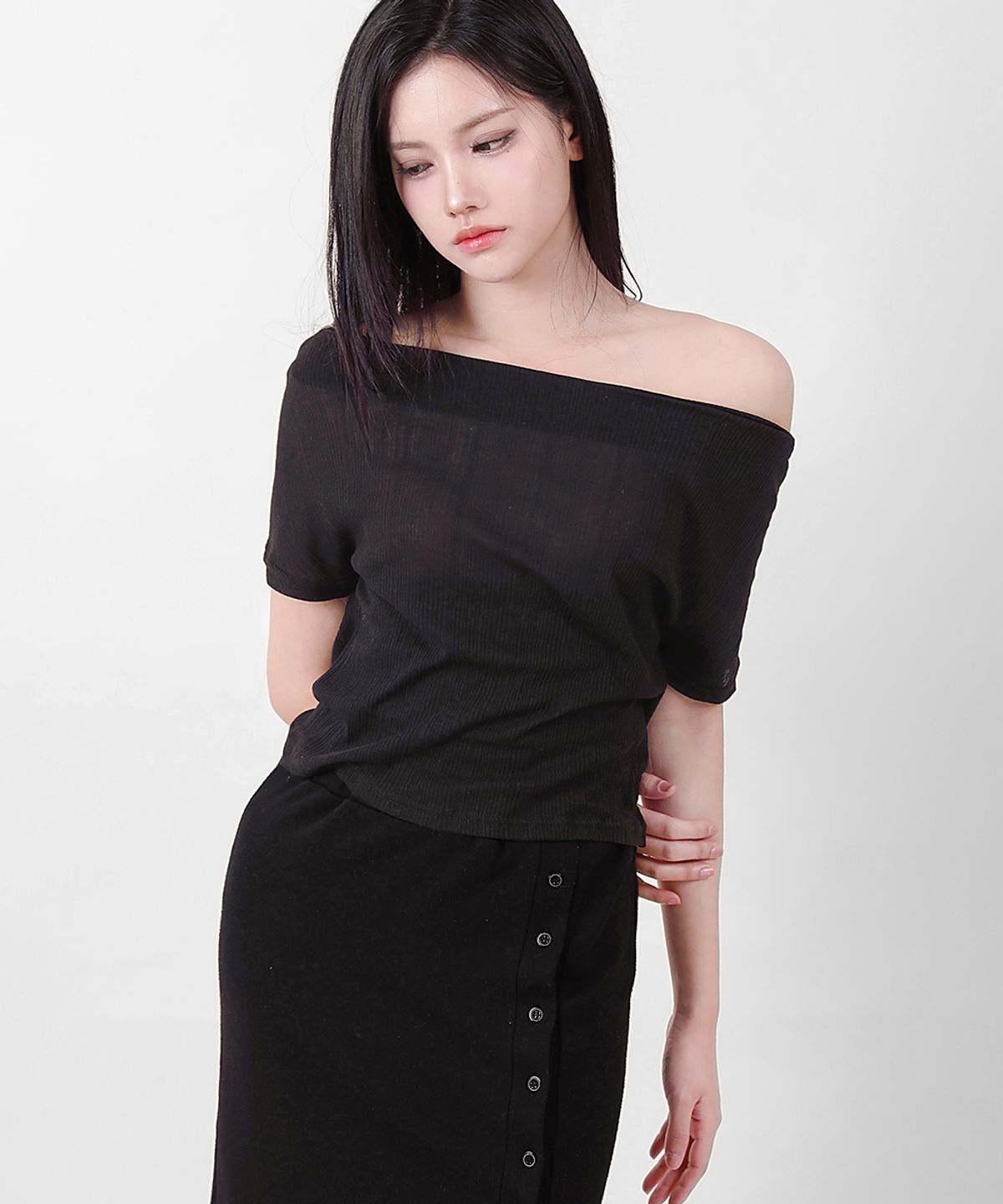 까트린(CATTLINE) 시스루 리본탑 핑크