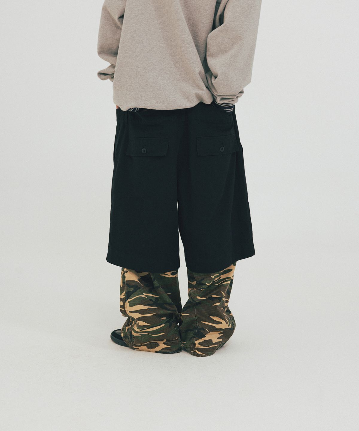 앵글런(ANGLAN) Double Waist Layered Pants - Camo