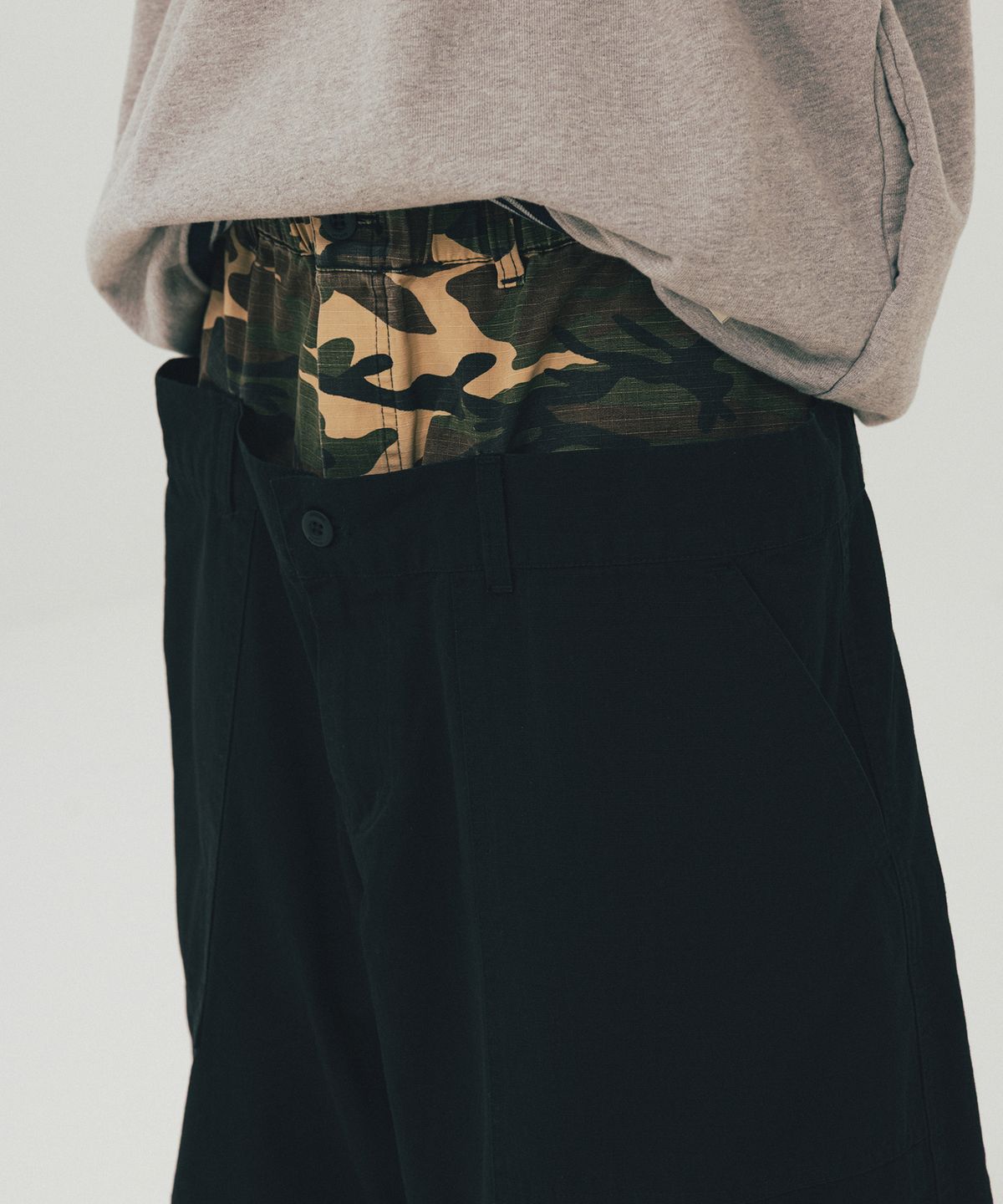앵글런(ANGLAN) Double Waist Layered Pants - Camo