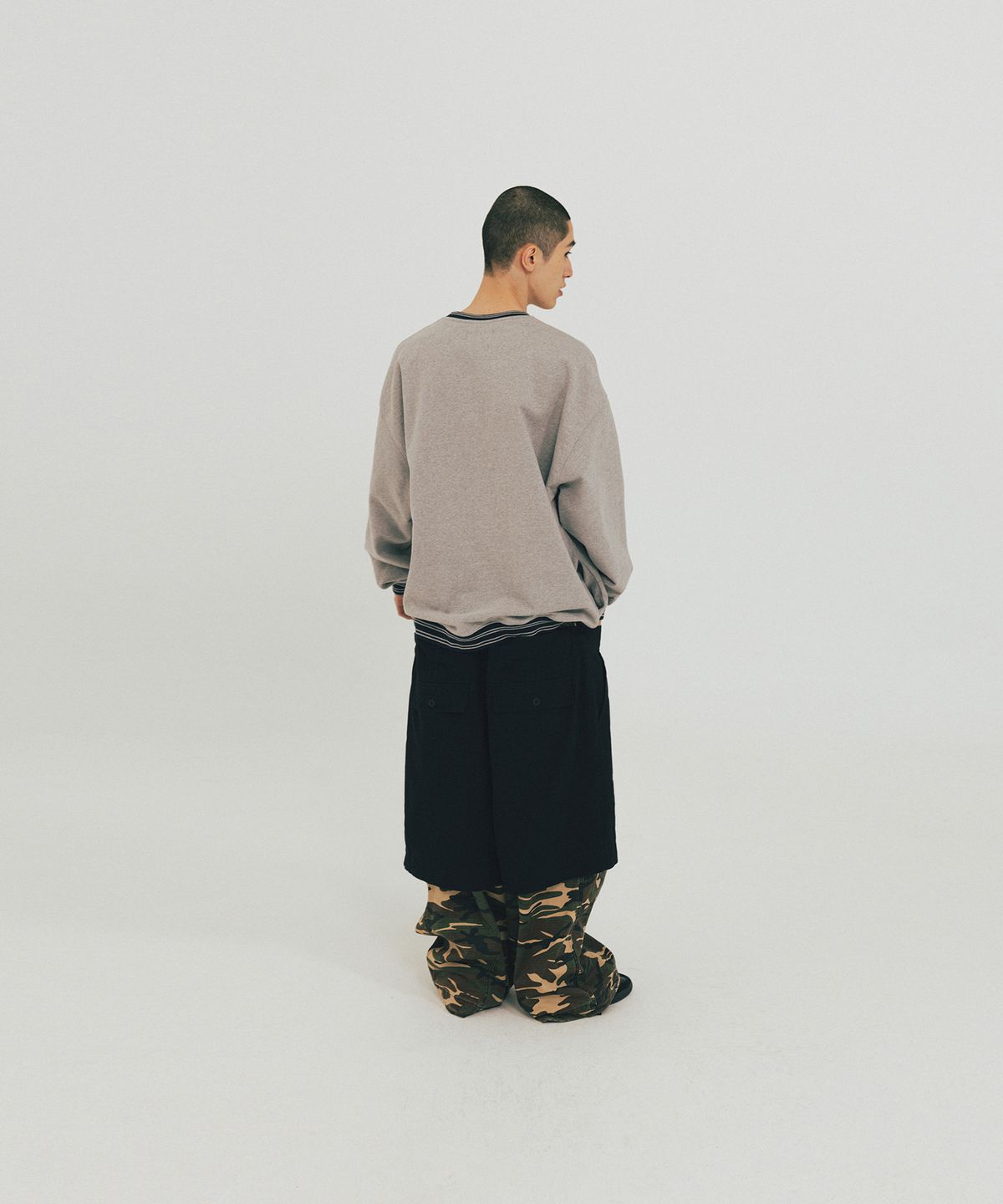 앵글런(ANGLAN) Double Waist Layered Pants - Camo