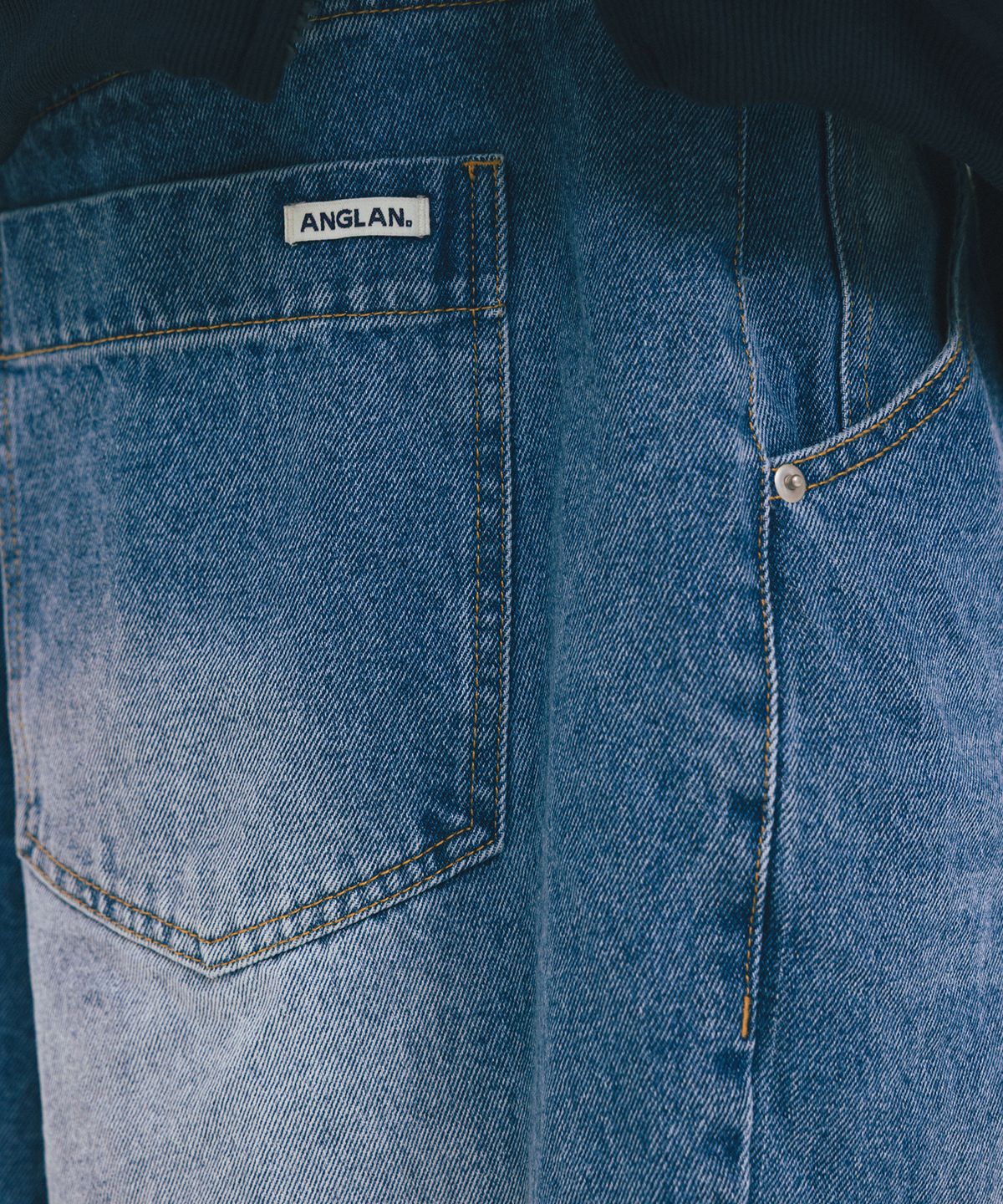 앵글런(ANGLAN) Denim Layered Sweat Pants - Melange Grey