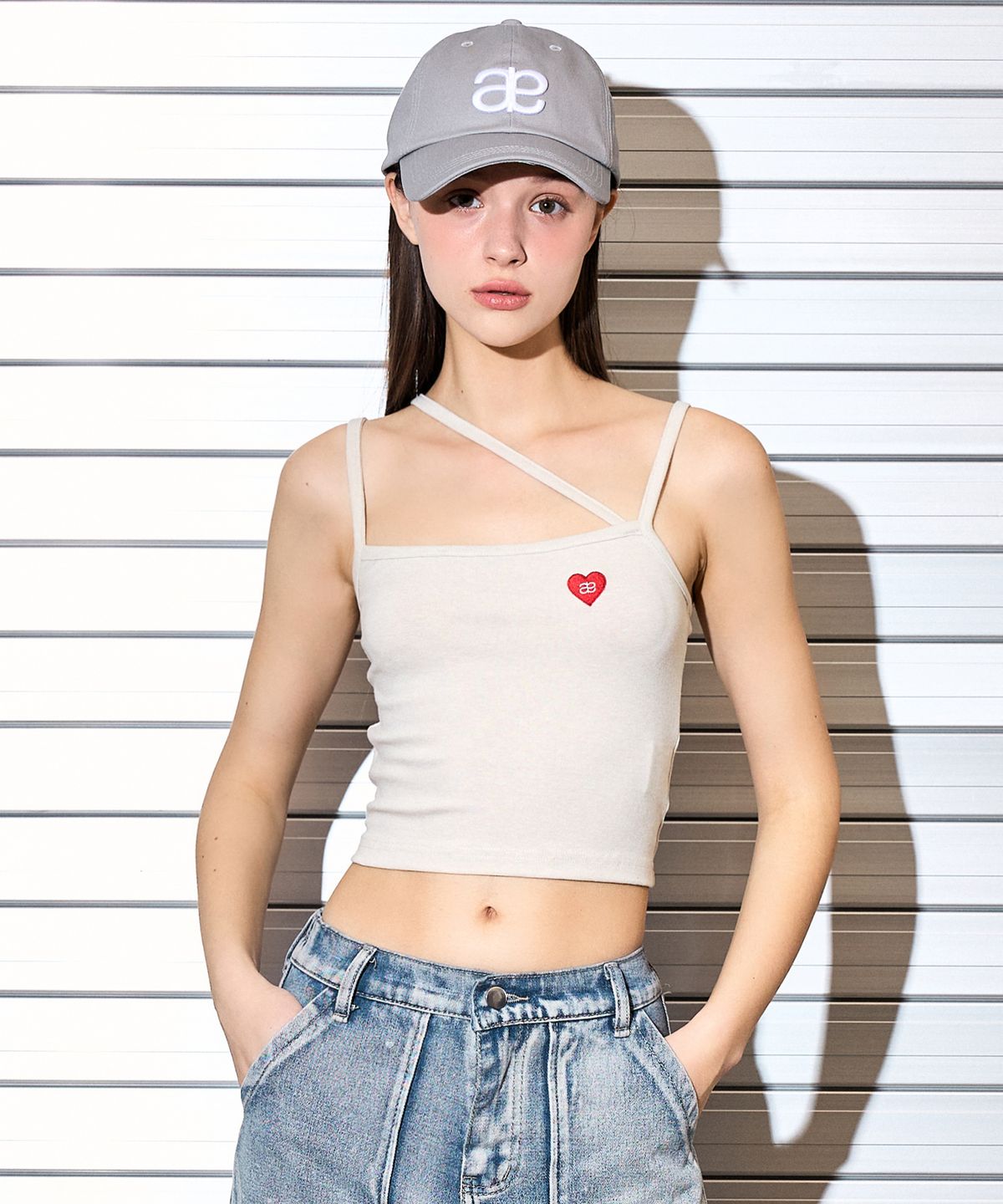 베테제(VETEZE) 오브에 하트 탱크 탑 (BEIGE)
