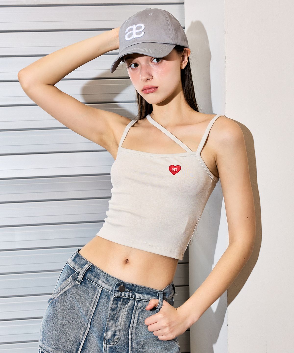 베테제(VETEZE) 오브에 하트 탱크 탑 (BEIGE)