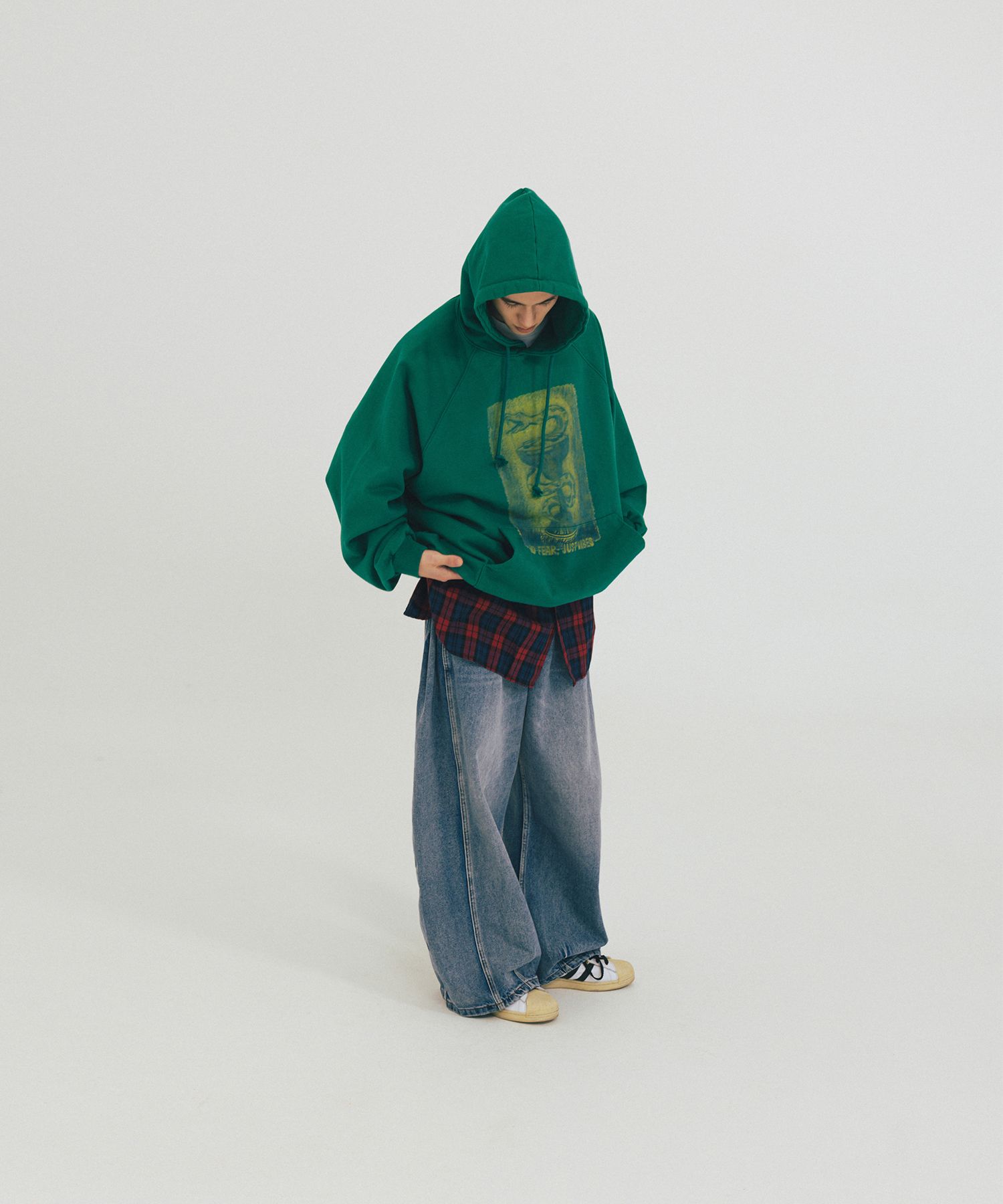 【ANGLAN】25SS★ [AG] Snake Print Shirt Layered Hoodie MUSINSA | ANGLAN Snake Print Shirt Layered Hoodie - Green