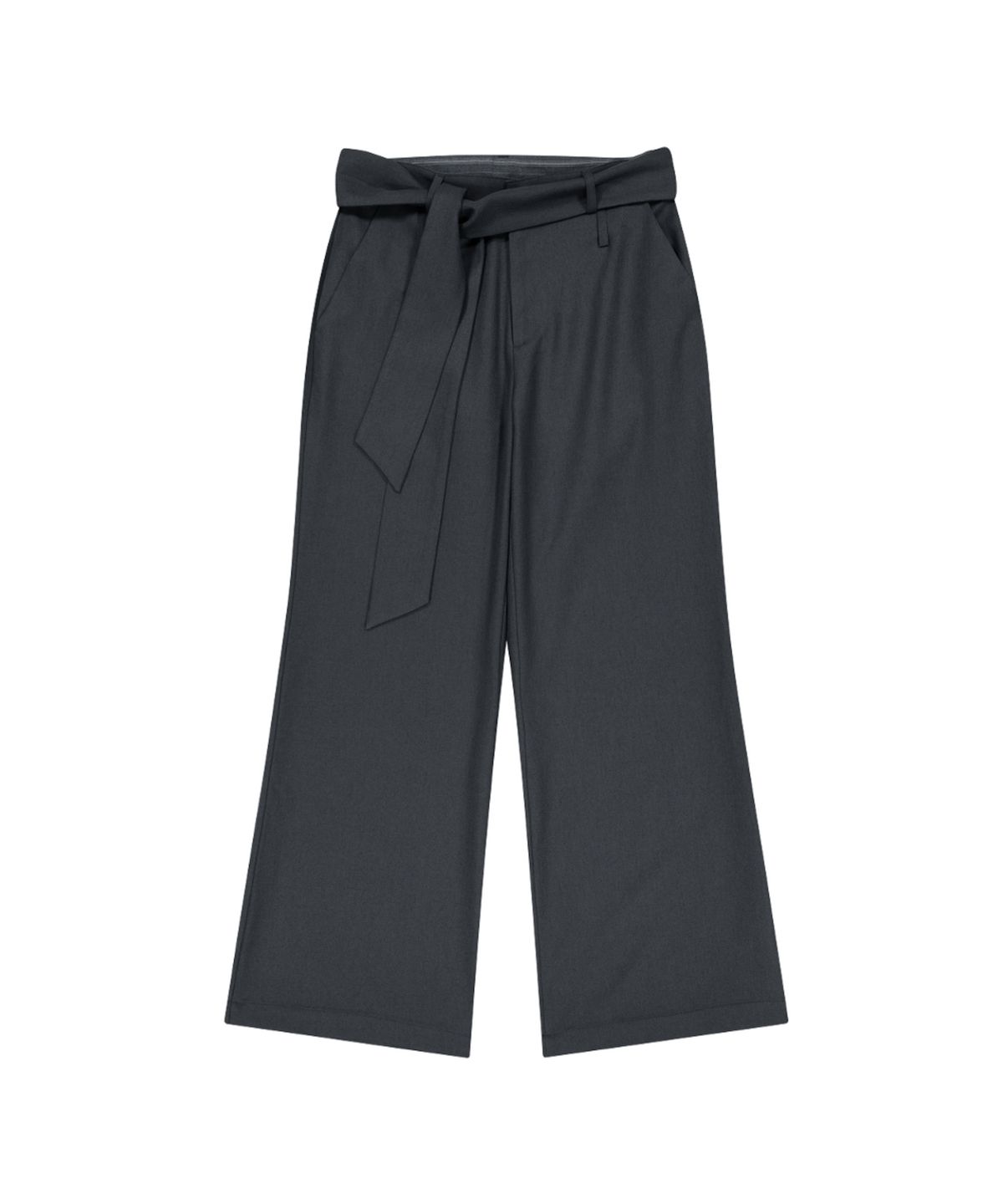 이우가마카라스(IUGAMAKARAS) Belted Contrast Trousers (Dark Gray)