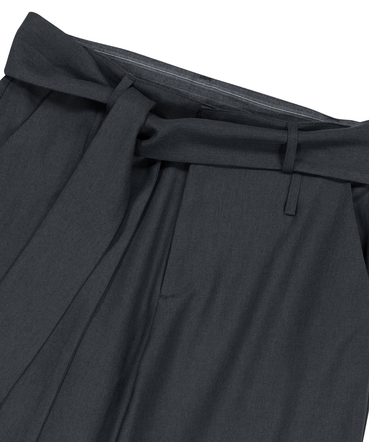 이우가마카라스(IUGAMAKARAS) Belted Contrast Trousers (Dark Gray)