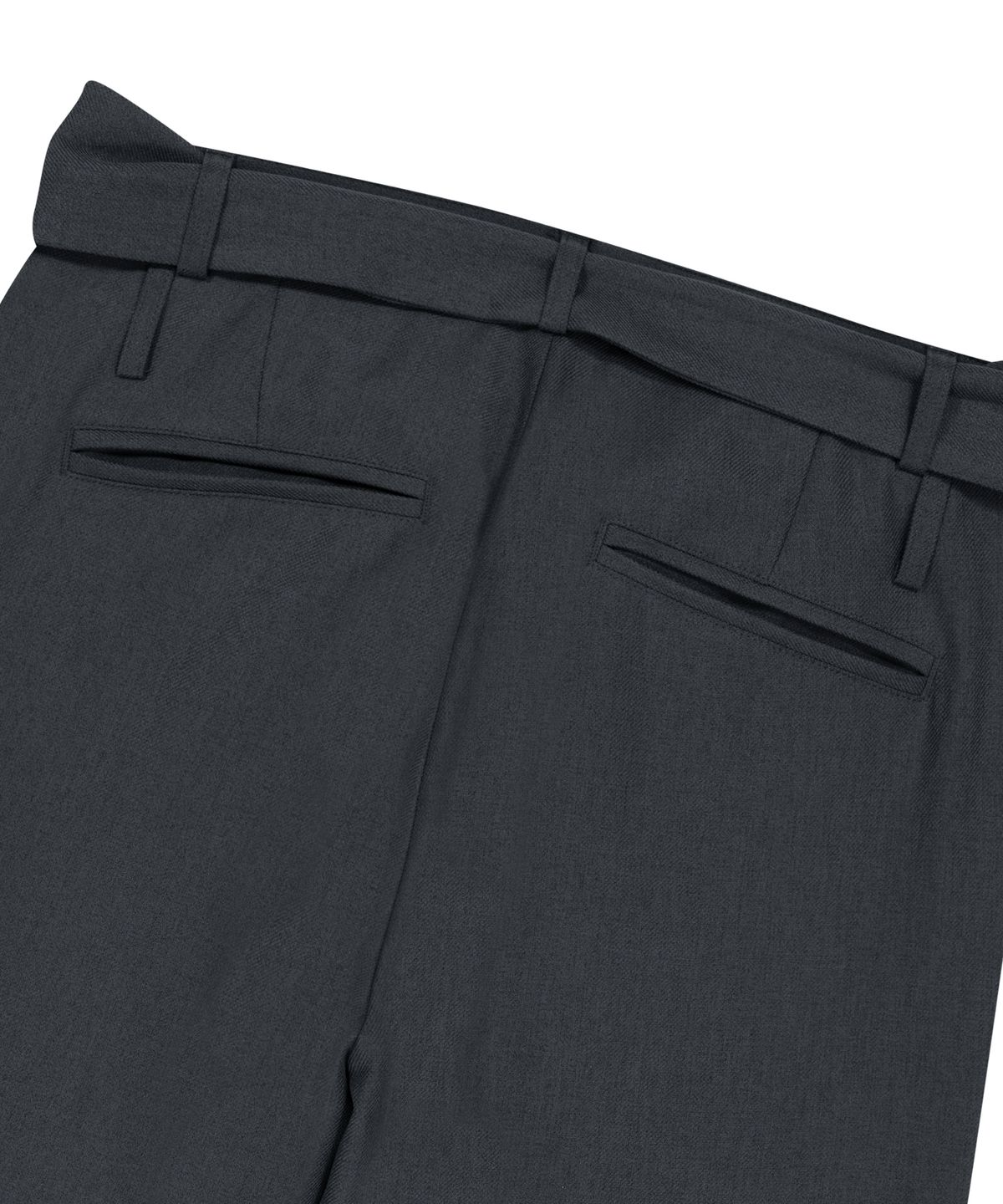 이우가마카라스(IUGAMAKARAS) Belted Contrast Trousers (Dark Gray)