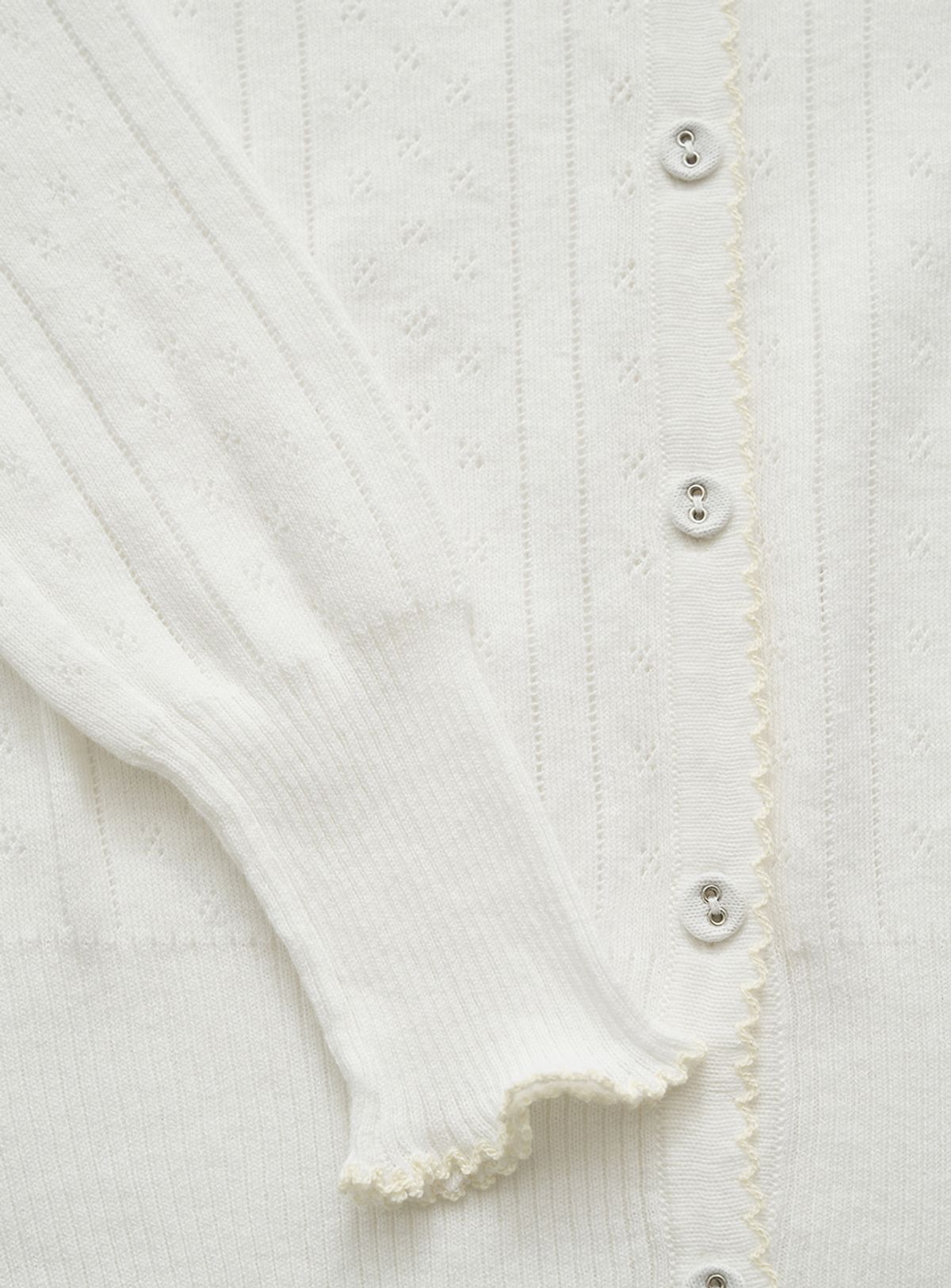 더바넷(THEBARNNET) Cotton Eyelet Knit Cardigan Ensemble With Sleeveless Top_Ivory