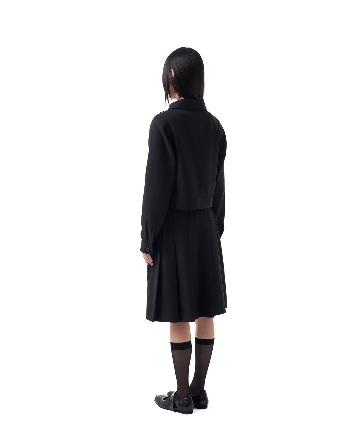 이우가마카라스(IUGAMAKARAS) Belted Bag Pleats Midi Skirt (Black)