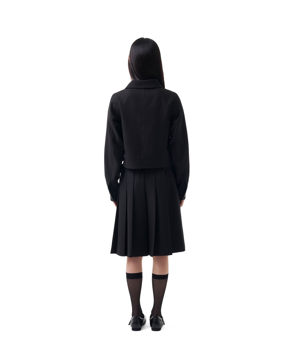 이우가마카라스(IUGAMAKARAS) Belted Bag Pleats Midi Skirt (Black)