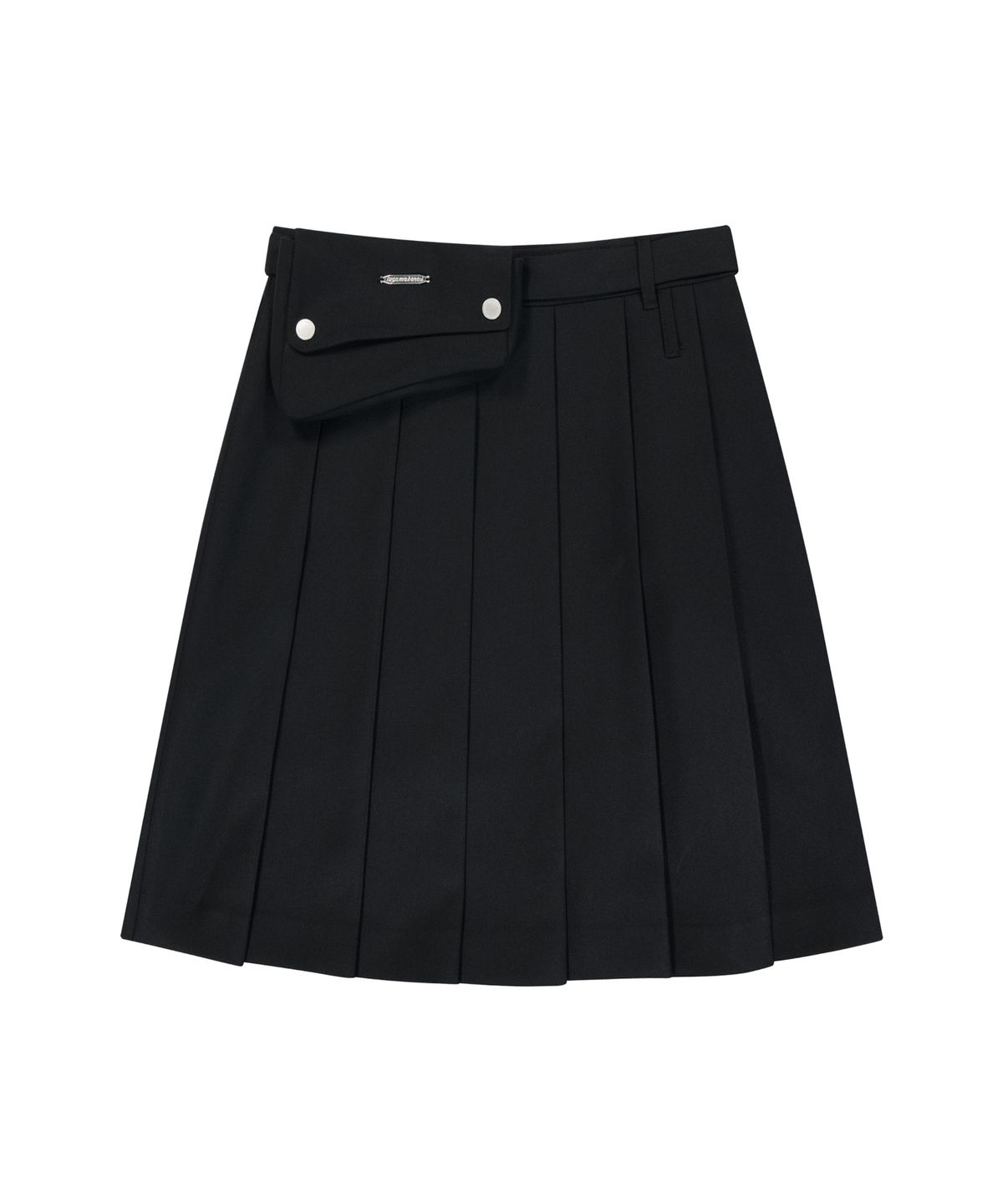 이우가마카라스(IUGAMAKARAS) Belted Bag Pleats Midi Skirt (Black)