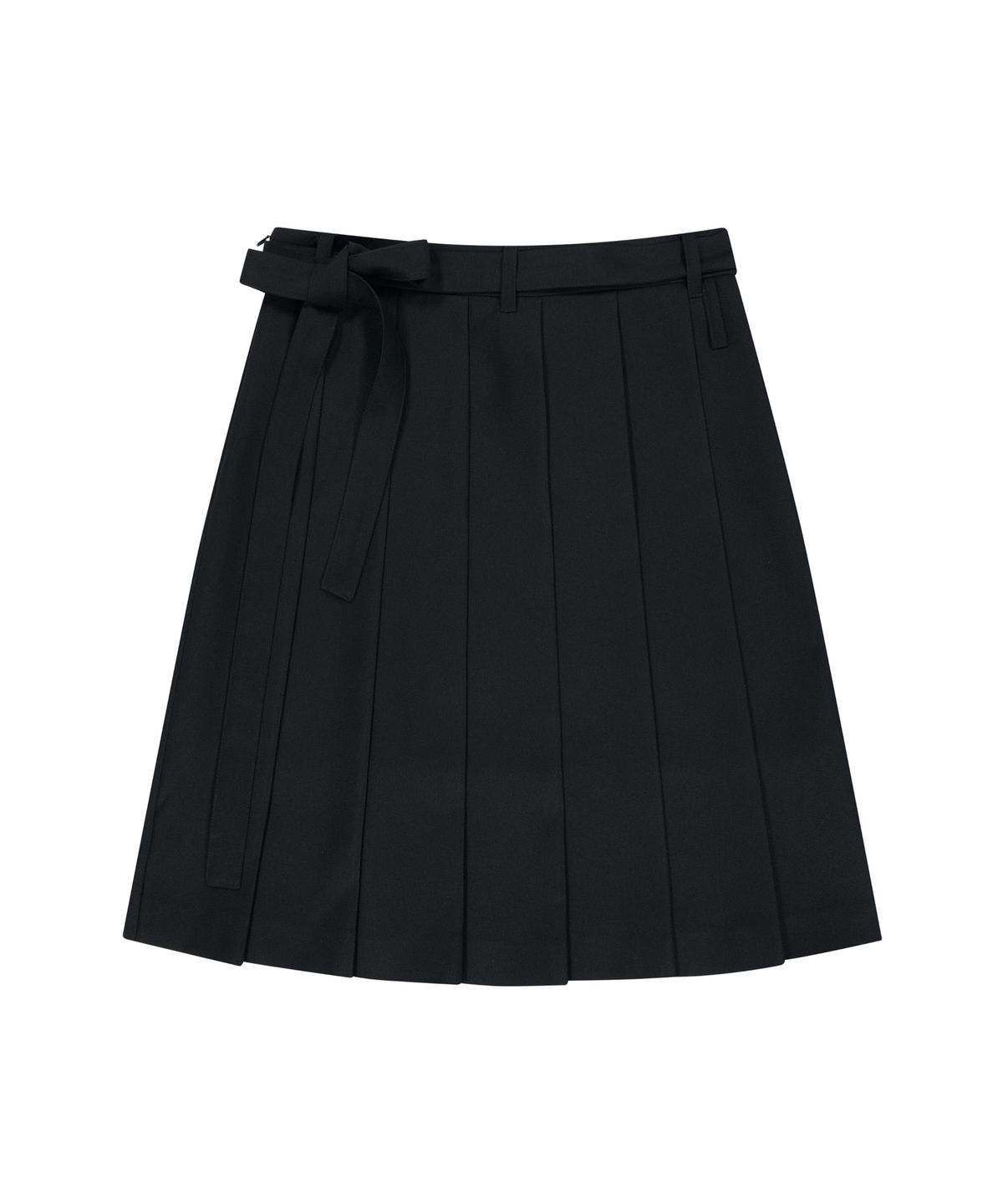 이우가마카라스(IUGAMAKARAS) Belted Bag Pleats Midi Skirt (Black)