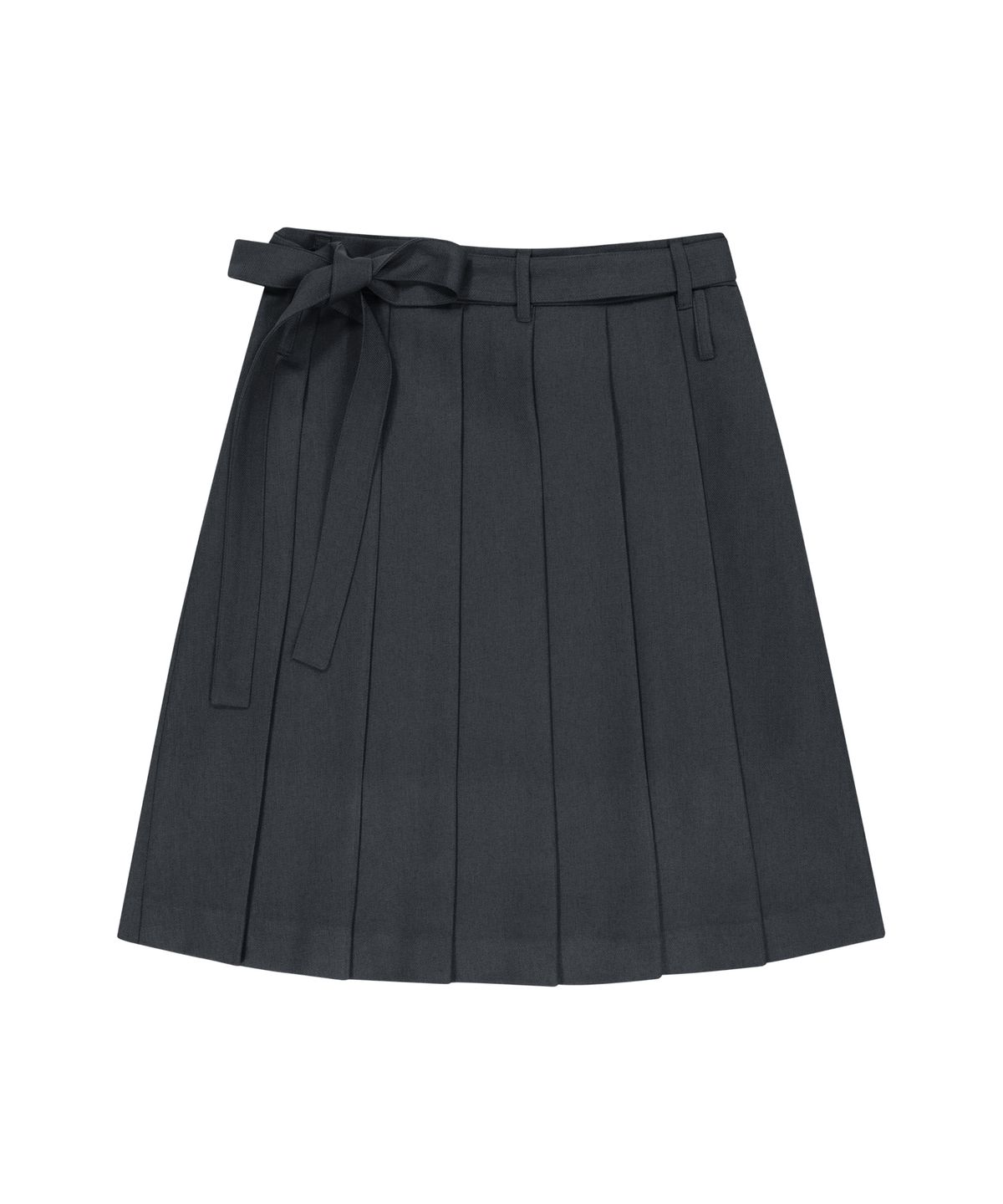 이우가마카라스(IUGAMAKARAS) Belted Bag Pleats Midi Skirt (Dark Gray)