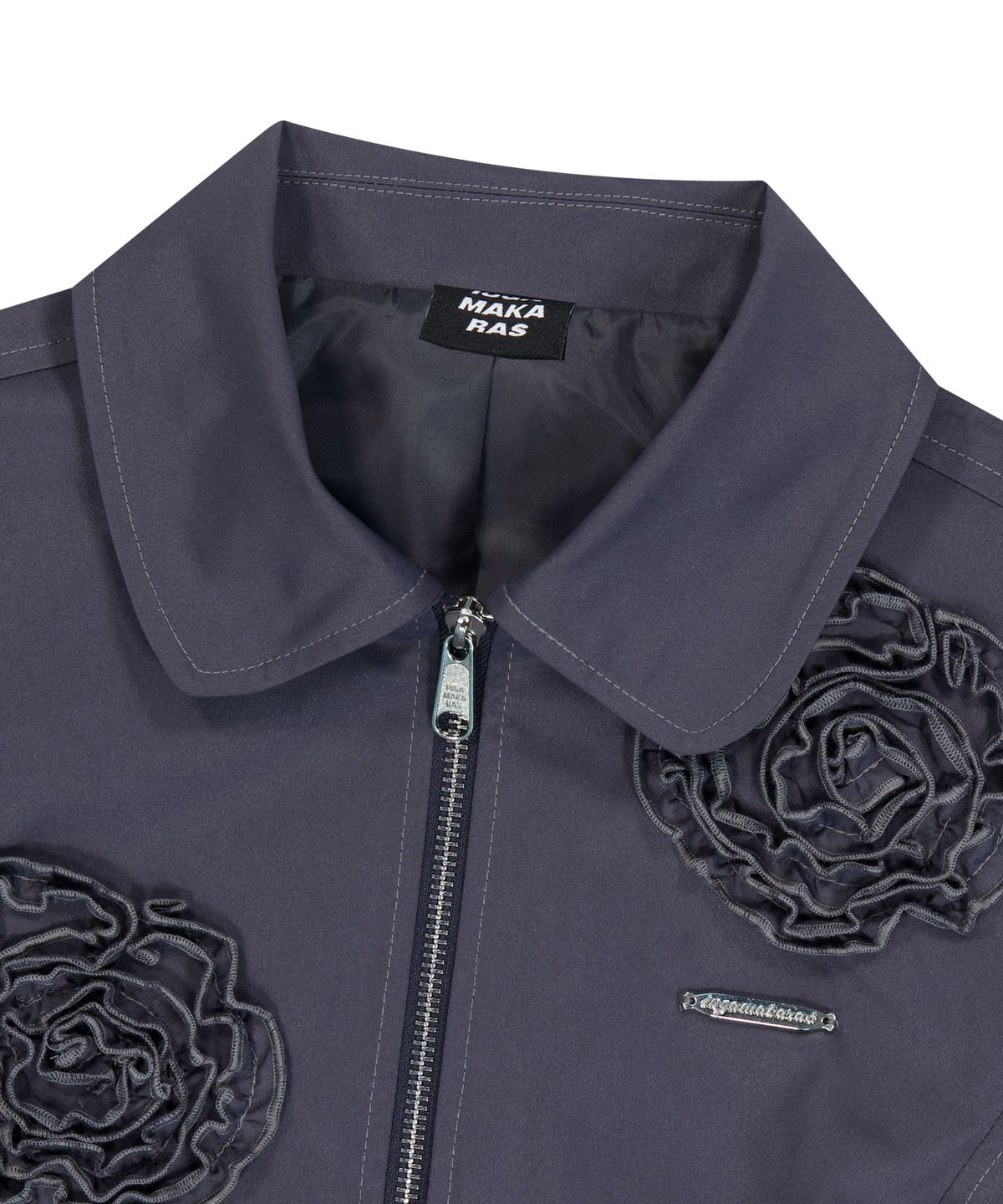 이우가마카라스(IUGAMAKARAS) Flowers Zip-Up Jacket (Dark Gray)